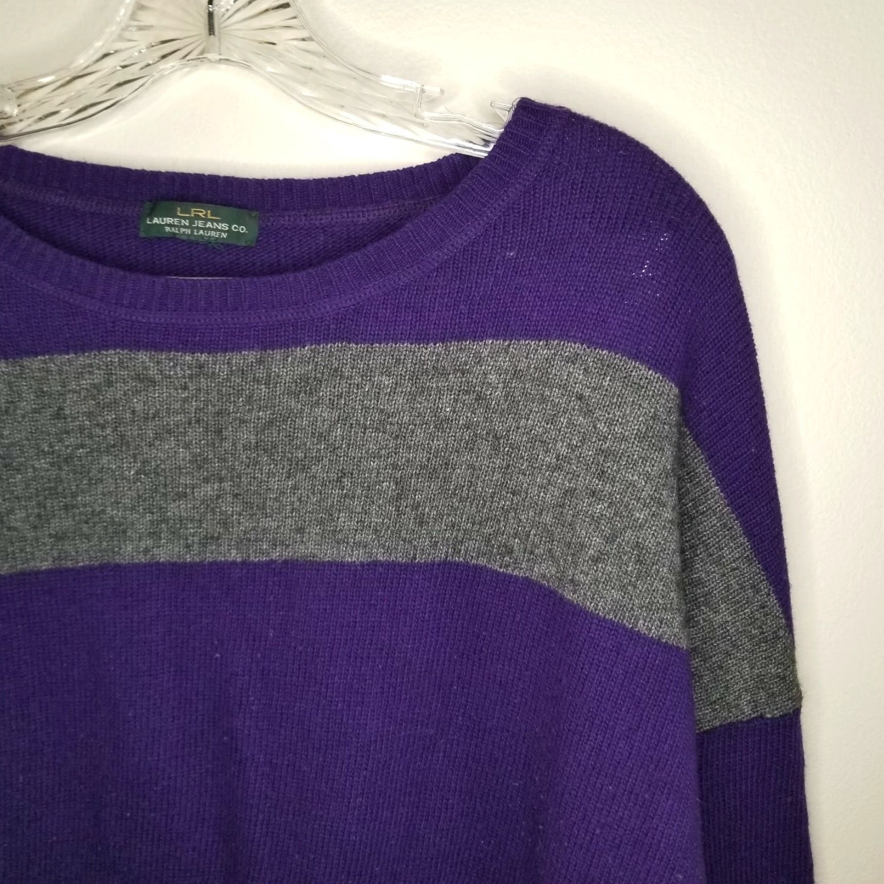 Ralph Lauren LAUREN RALPH LAUREN Womens Purple Striped Sweater Pullover Long Sleeve Size L-XL Regular Size L / US 10 / IT 46 - 2 Thumbnail