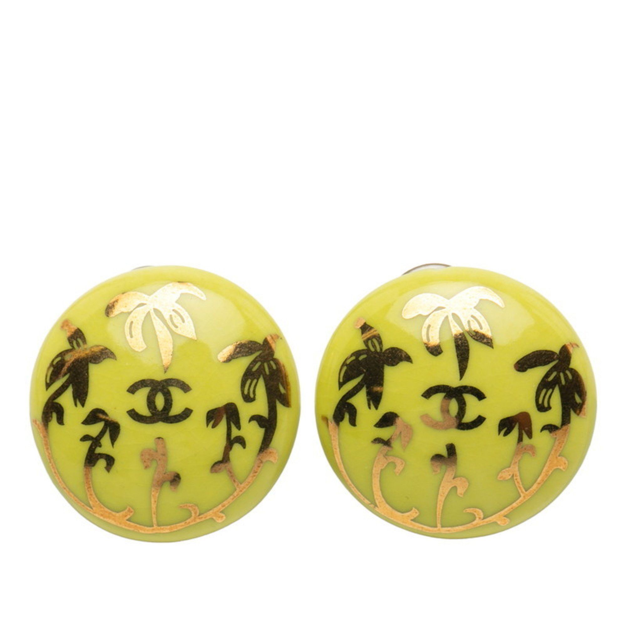 Chanel Chanel Coco Mark Earrings, Light Green, Gold Plated, Women's, CHANEL Size ONE SIZE - 1 Thumbnail
