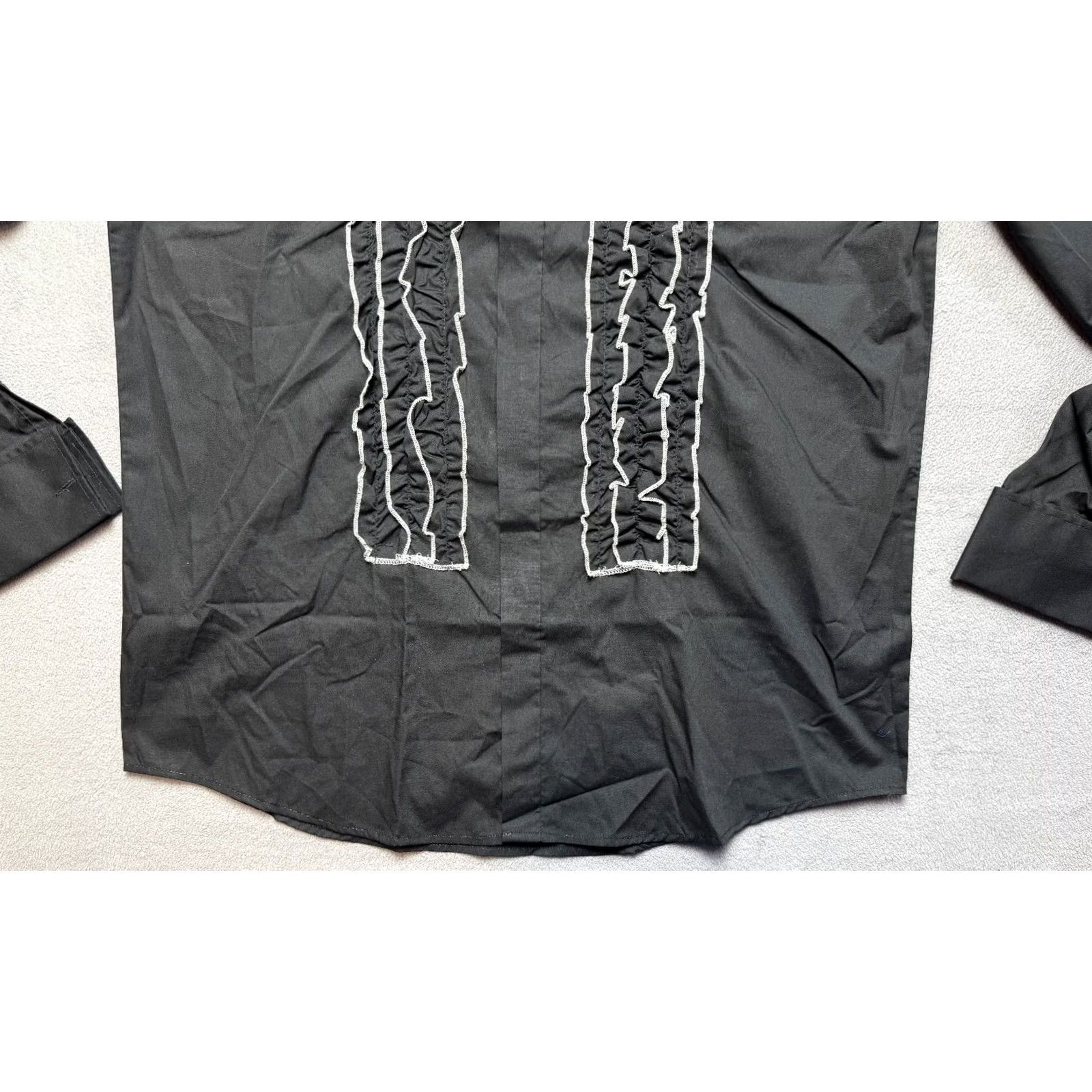 Vintage Dobell Button Up ruffled tuxedo shirt Long Sleeve Mens size 17 Black Size US XL / EU 56 / 4 - 7 Thumbnail