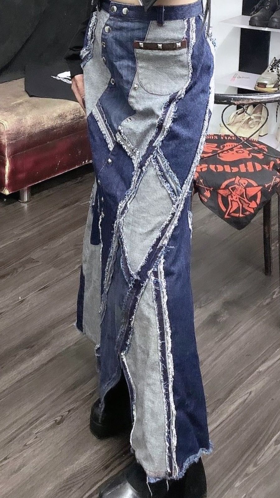 Japanese Brand Vintage y2k denim patch long skirt 🦋💗 Size 24" / US 00 / IT 34 - 5 Thumbnail