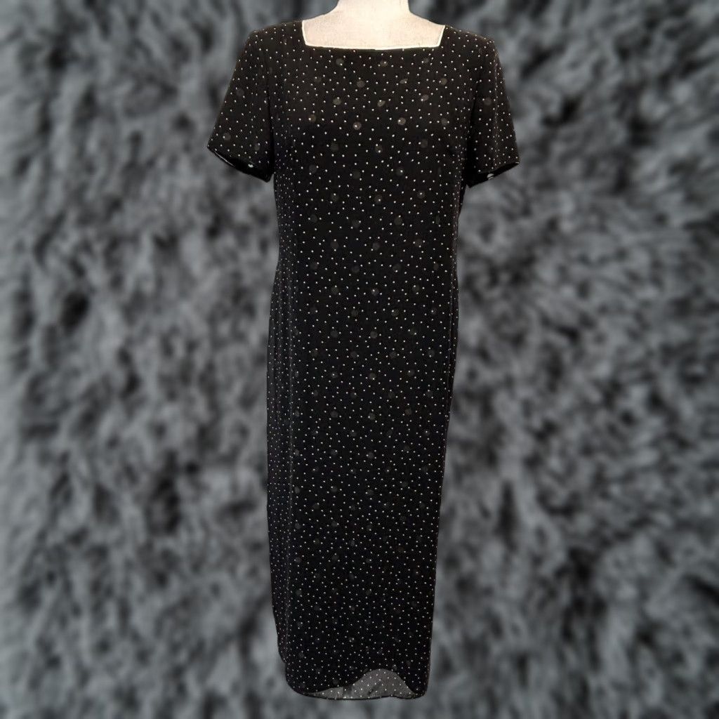 Talbots Vtg Talbots Midi Maxi Dress Sz 8P Petites Polka Dot Black White Sheath Size M / US 6-8 / IT 42-44 - 1 Thumbnail
