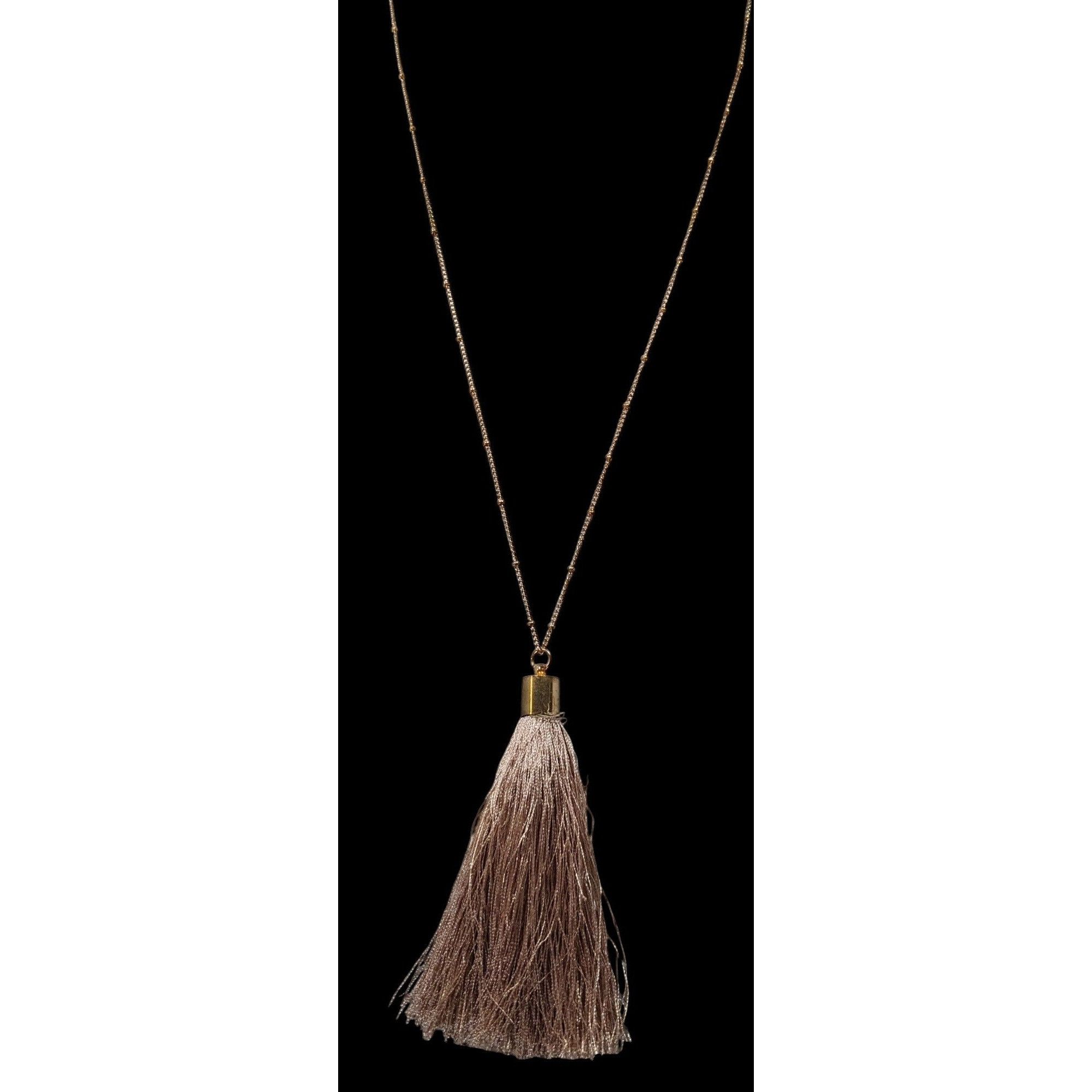 Other Bohemian Beige And Gold Tone Tassel Pendant Necklace Size ONE SIZE - 2 Thumbnail