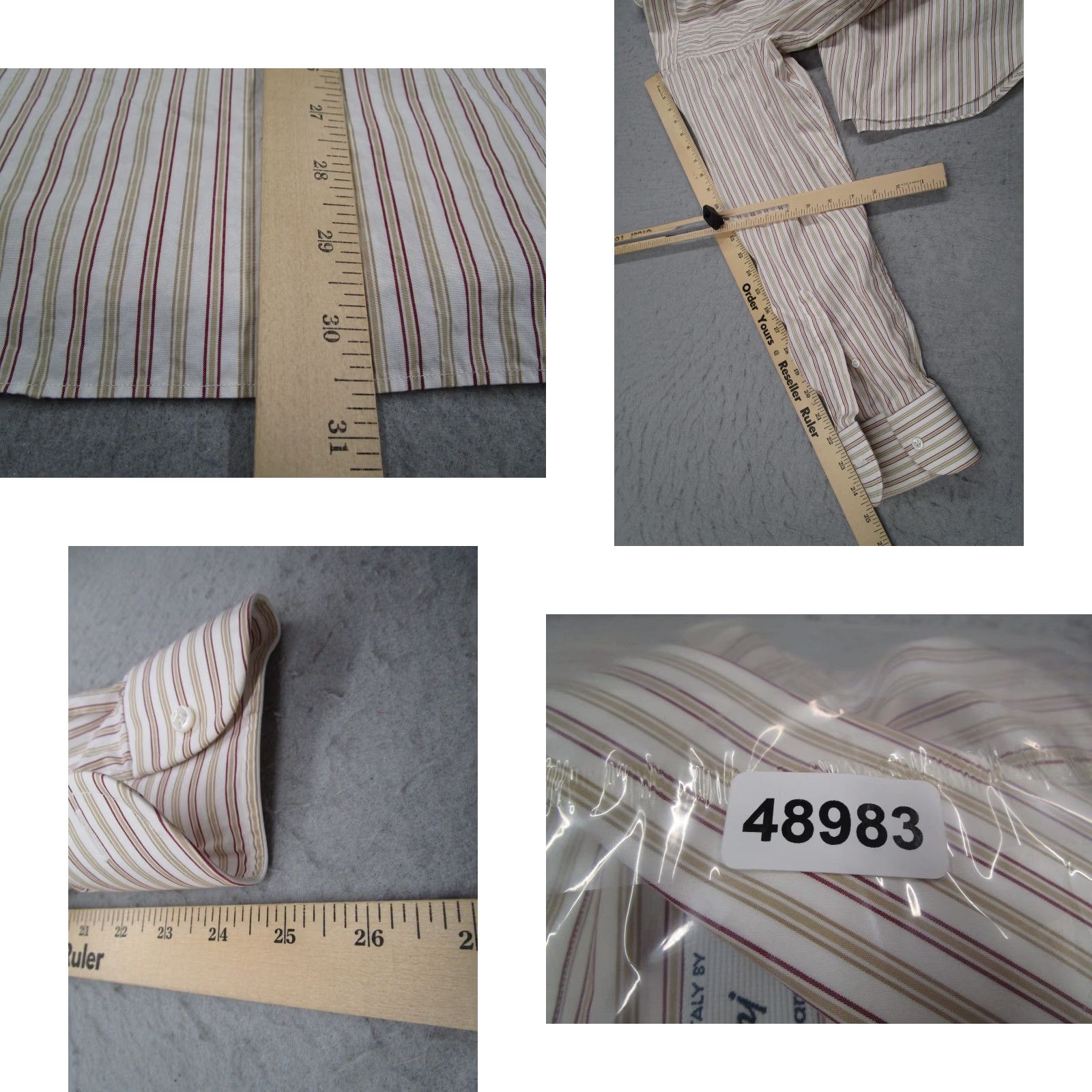 Brioni VINTAGE Brioni Dress Shirt Large 16 Beige Striped Long Sleeve Button Up Italian Designer Mens Size 42R - 8 Thumbnail