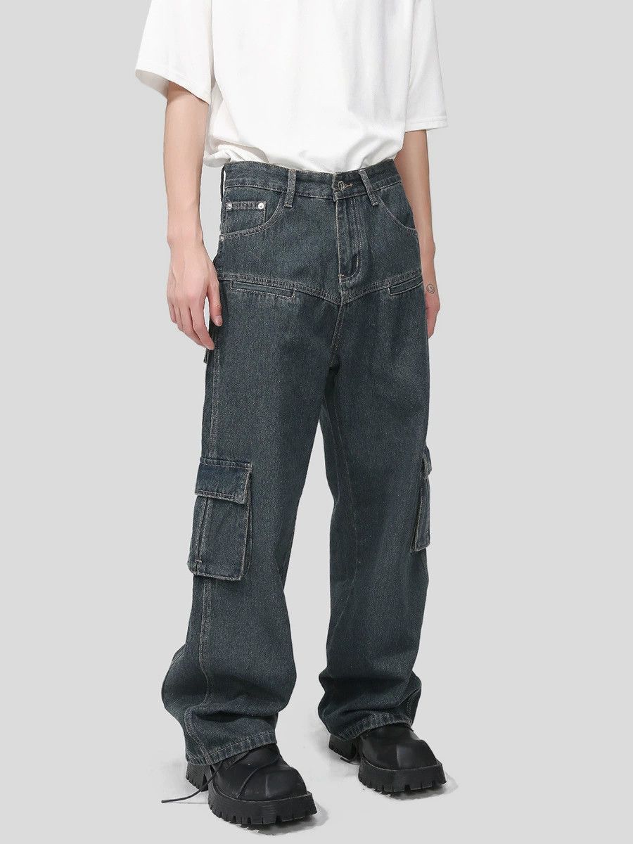 Vintage American retro distressed multi-pocket work jeans Size US 32 / EU 48 - 2 Thumbnail