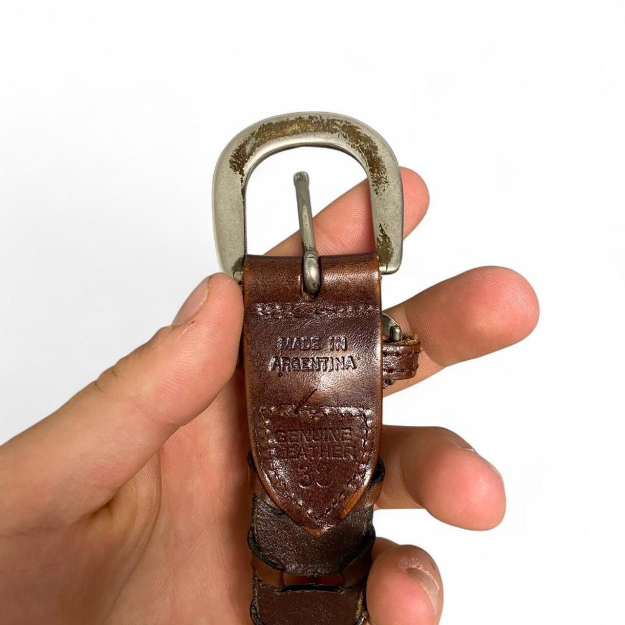 Other vintage guess brown and silver multi hole leather belt Size ONE SIZE - 4 Thumbnail