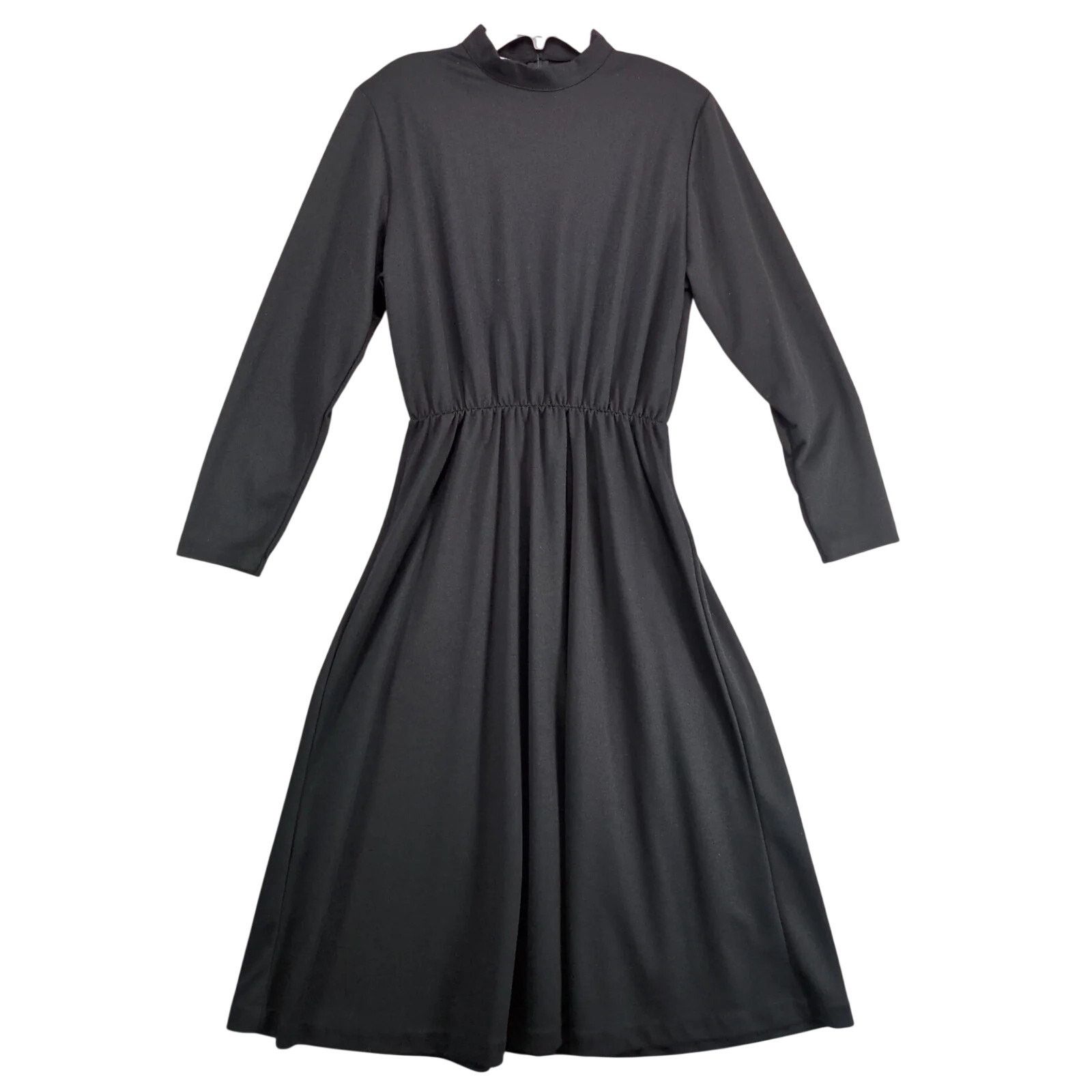 Vintage Philippe-Marcel Black Midi Secretary Day Dress Sz 8 Mockneck Size M / US 6-8 / IT 42-44 - 1 Thumbnail