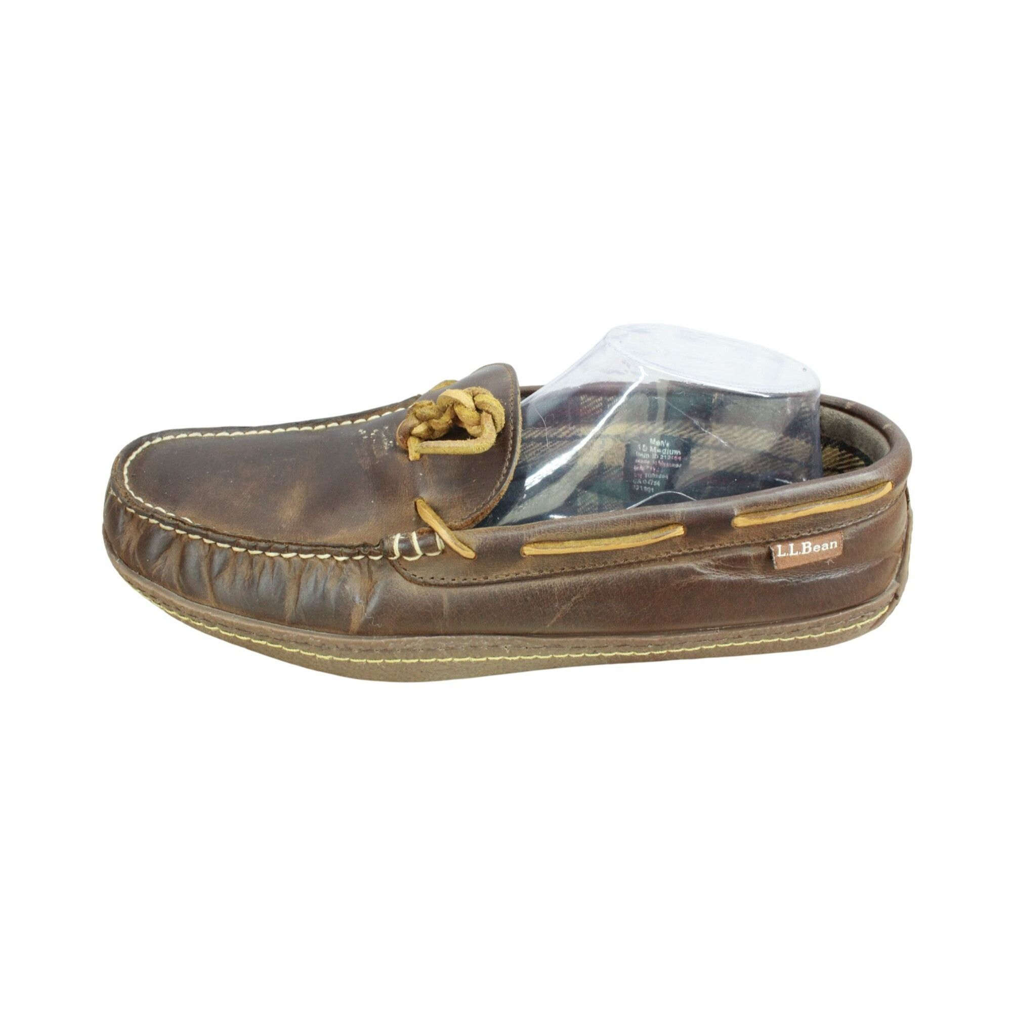 Flannel × L.L. Bean × Leather LL Bean Men's Handsewn Slippers Flannel Lined Leather Brown Size US 10 / EU 43 - 1 Thumbnail