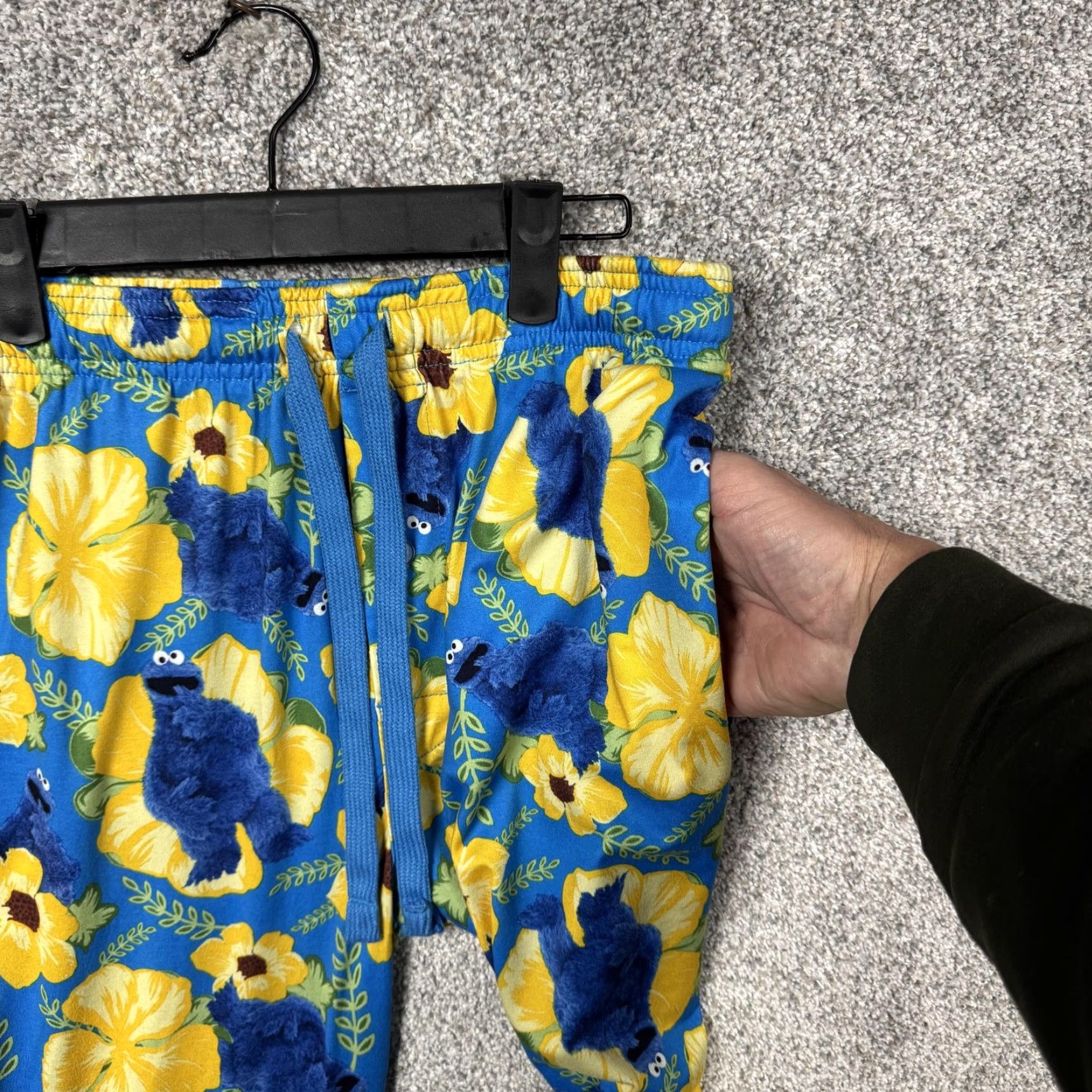 Vintage Sesame Street Pajama Pants Men S Cookie Monster Floral Sleep Lounge Shirt Size US 29 - 7 Thumbnail