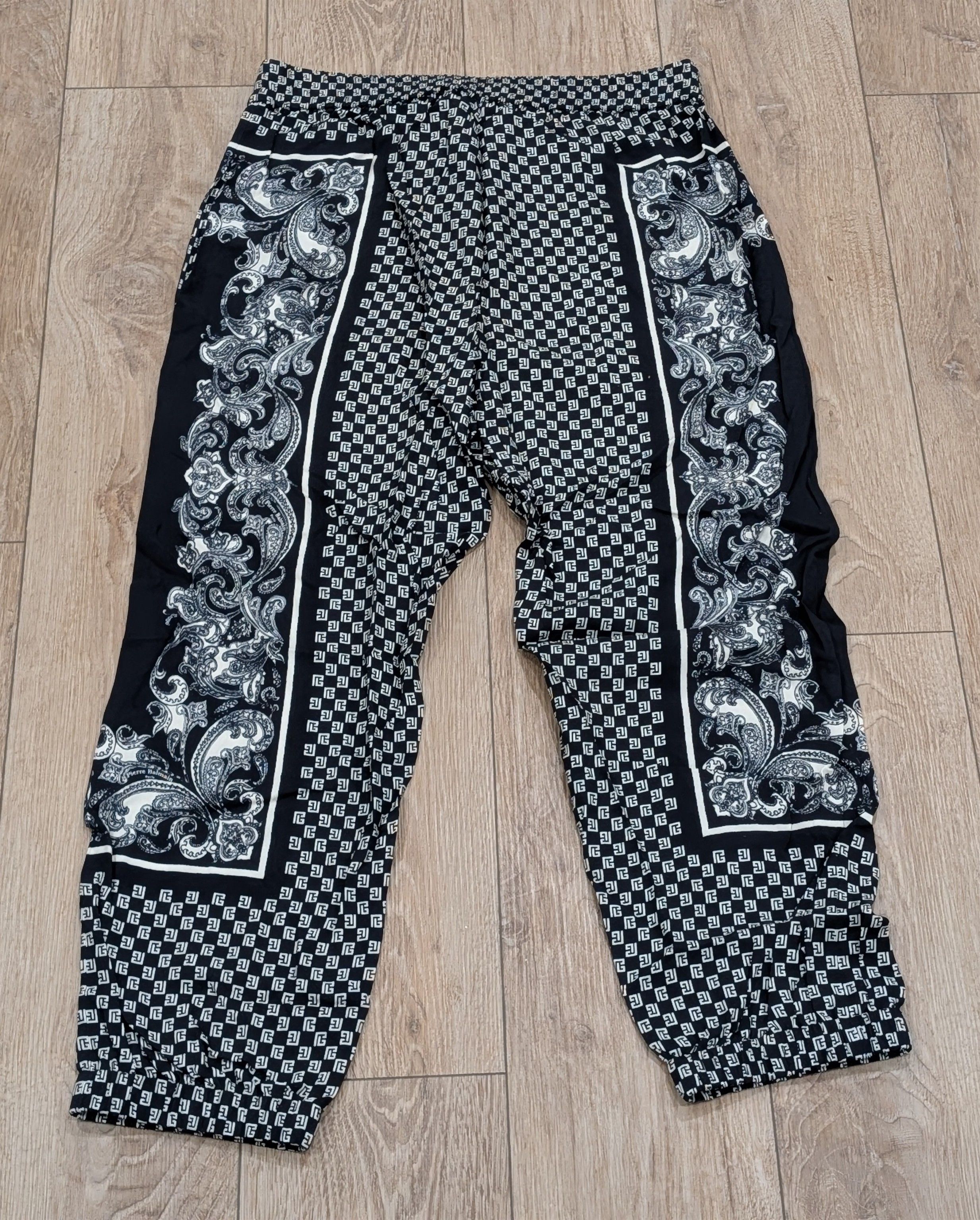 Balmain BALMAIN Mini Monogram Paisley Jogger Pants Black 50 US 34 Size US 34 / EU 50 - 3 Thumbnail