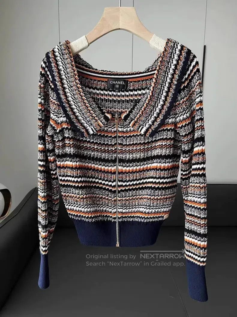 Chanel Chanel Cuba Series Show Colour Striped Lapel Knitted Zippe Size S / US 4 / IT 40 - 1 Thumbnail