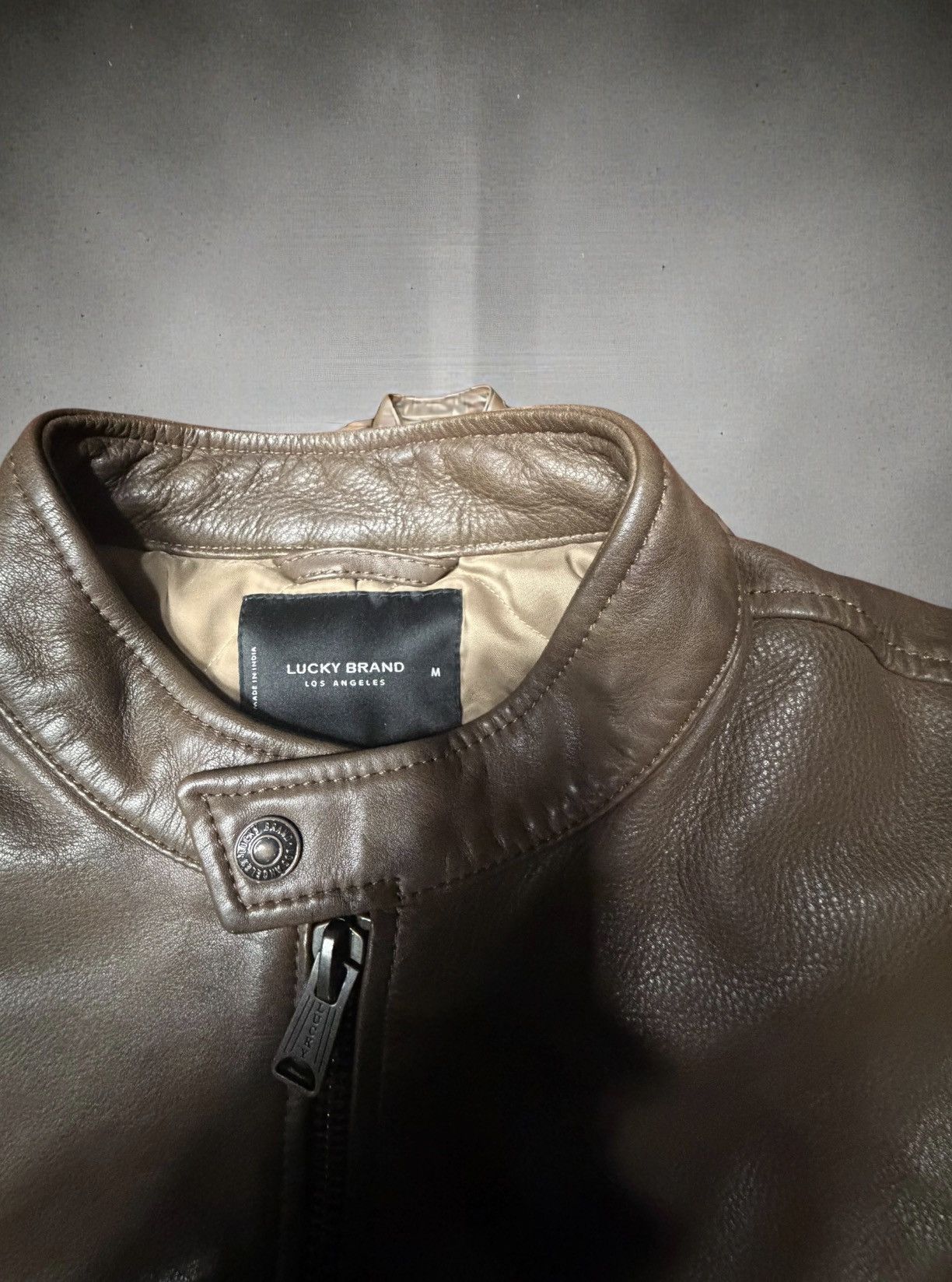 Lucky Brand Bonneville Washed Leather Jacket Men’s Medium Brown Moto Size US M / EU 48-50 / 2 - 4 Thumbnail
