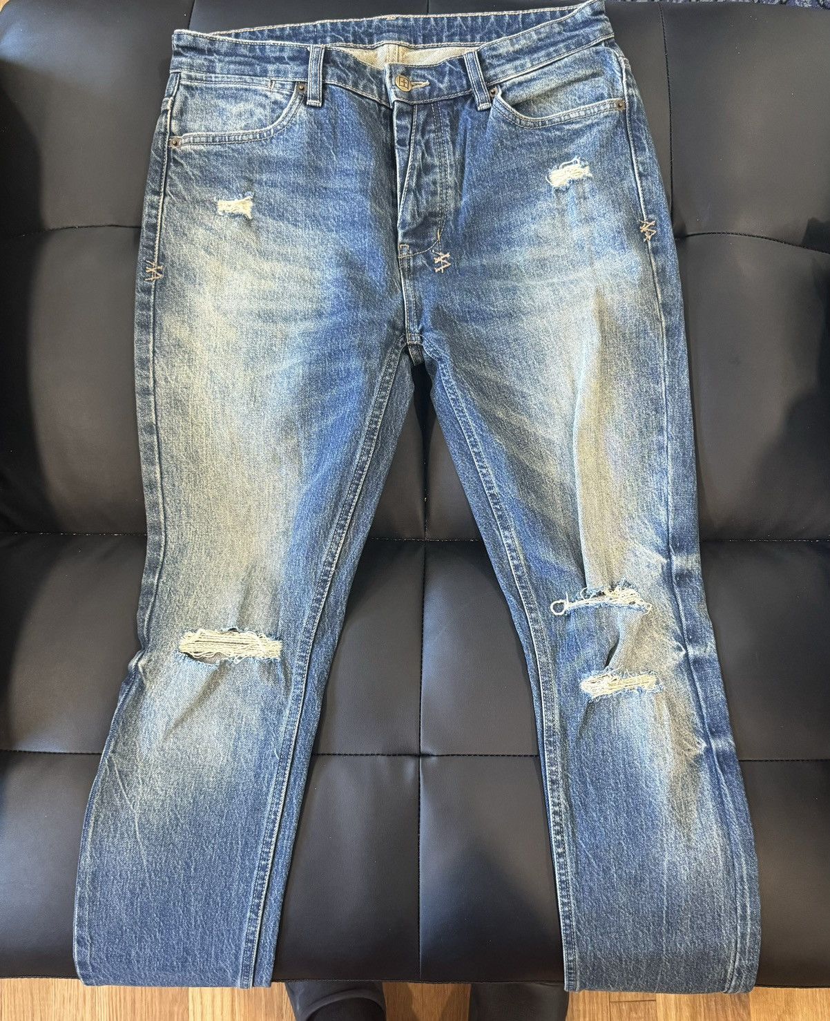 image of Ksubi Van Winkle Trashed Denim in Blue, Men's (Size 32)