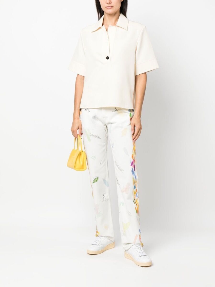 Casablanca White Work In Progress Paint Straight Jeans Size 25" / US 0 / IT 36 - 2 Thumbnail