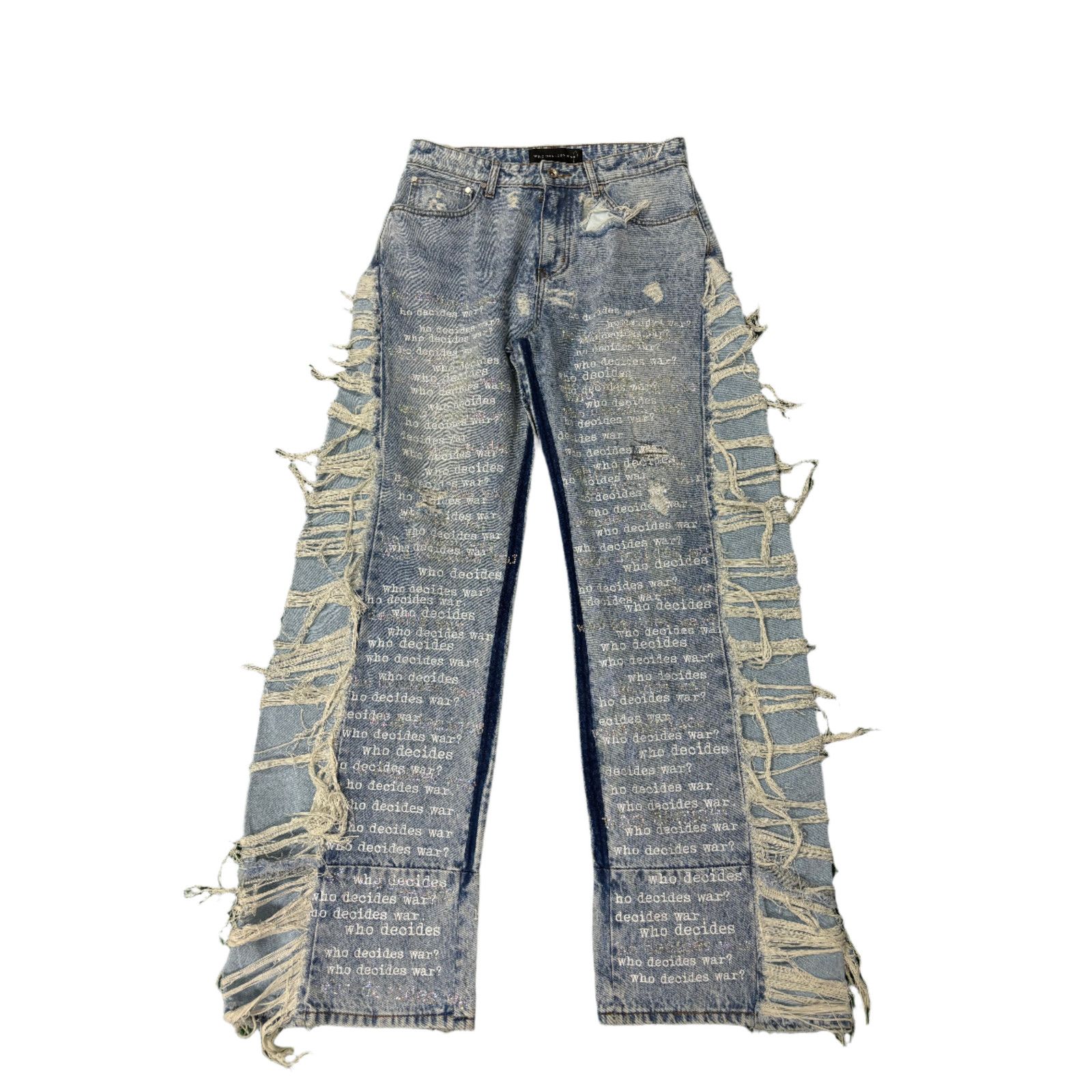 Who Decides War WDW Rhinestone Scripture Light Wash Jeans Size US 32 / EU 48 - 1 Thumbnail