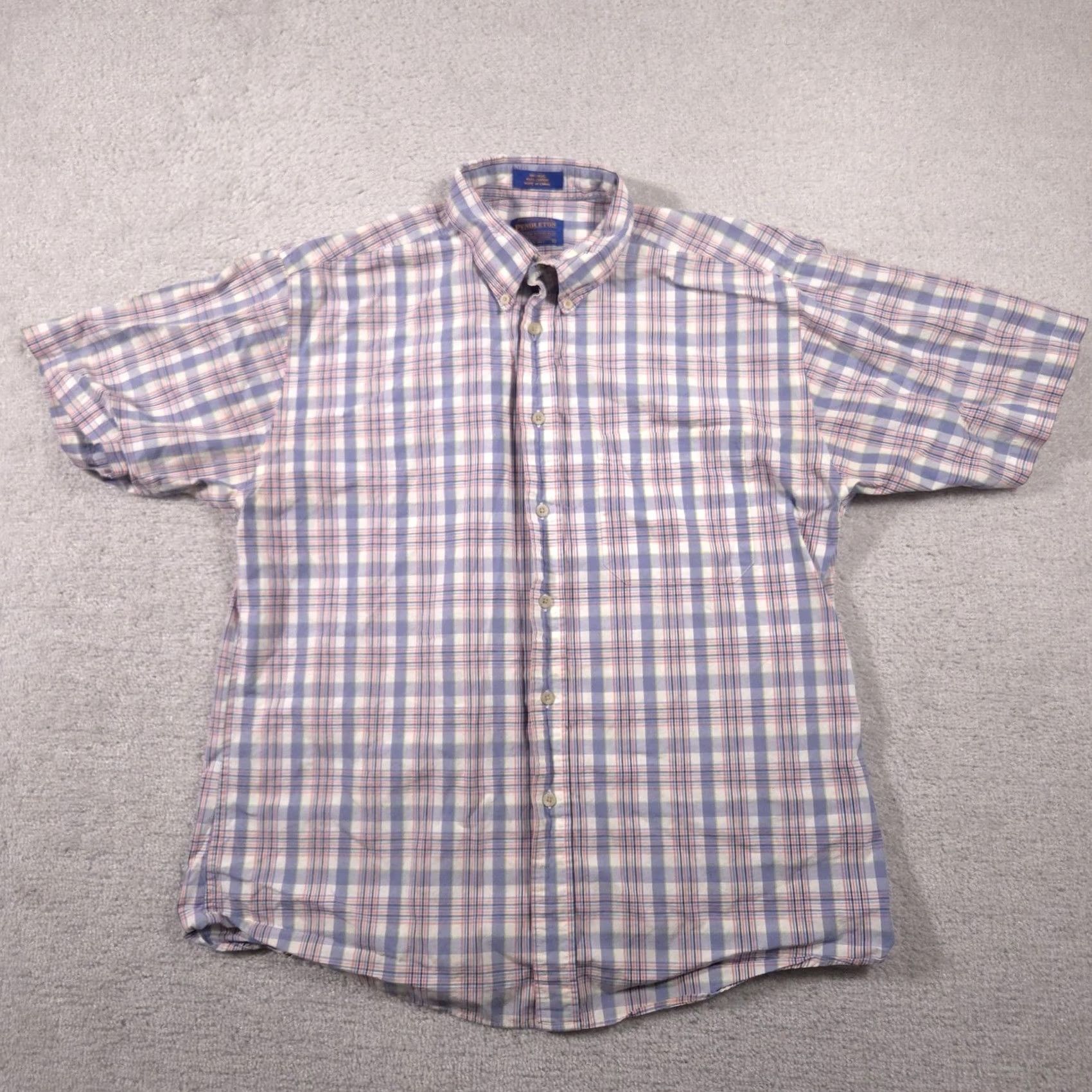 Pendleton Pendleton Shirt Mens Large Blue Plaid Short Sleeve Button-Down Casual Summer Size US L / EU 52-54 / 3 - 2 Thumbnail