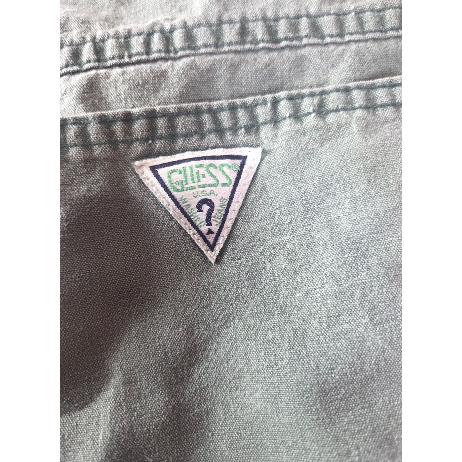 Guess VINTAGE GUESS Denim Shorts 2 Button Front Green 34 Unisex Adults 90s Chino Logo Patch Size US 34 / EU 50 - 4 Thumbnail