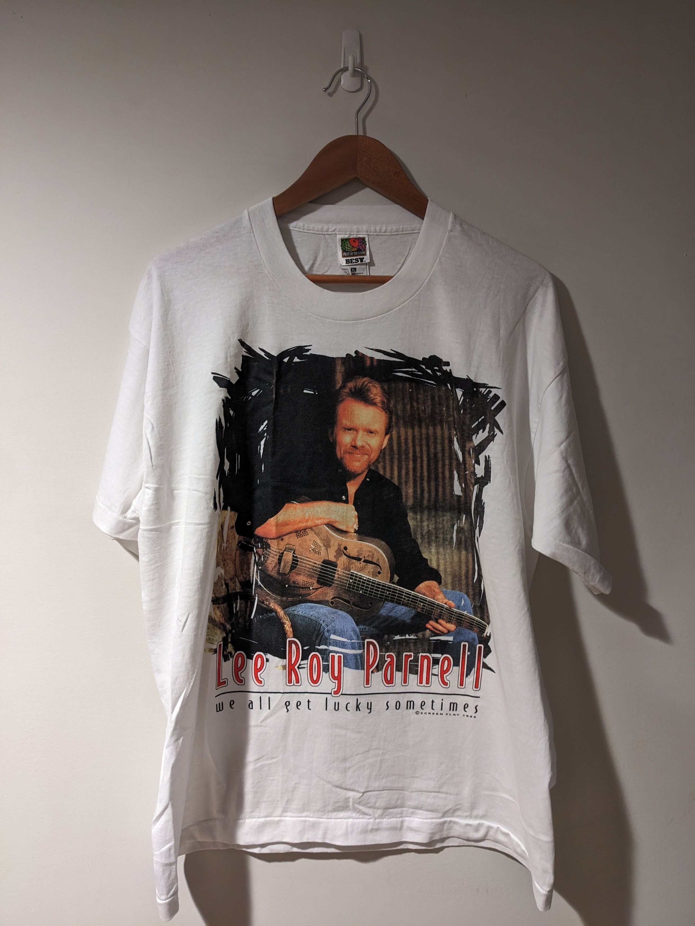 Band Tees × Vintage Vintage 1996 Lee Roy Parnell We All Get Lucky T-Shirt Size US XL / EU 56 / 4 - 1 Thumbnail