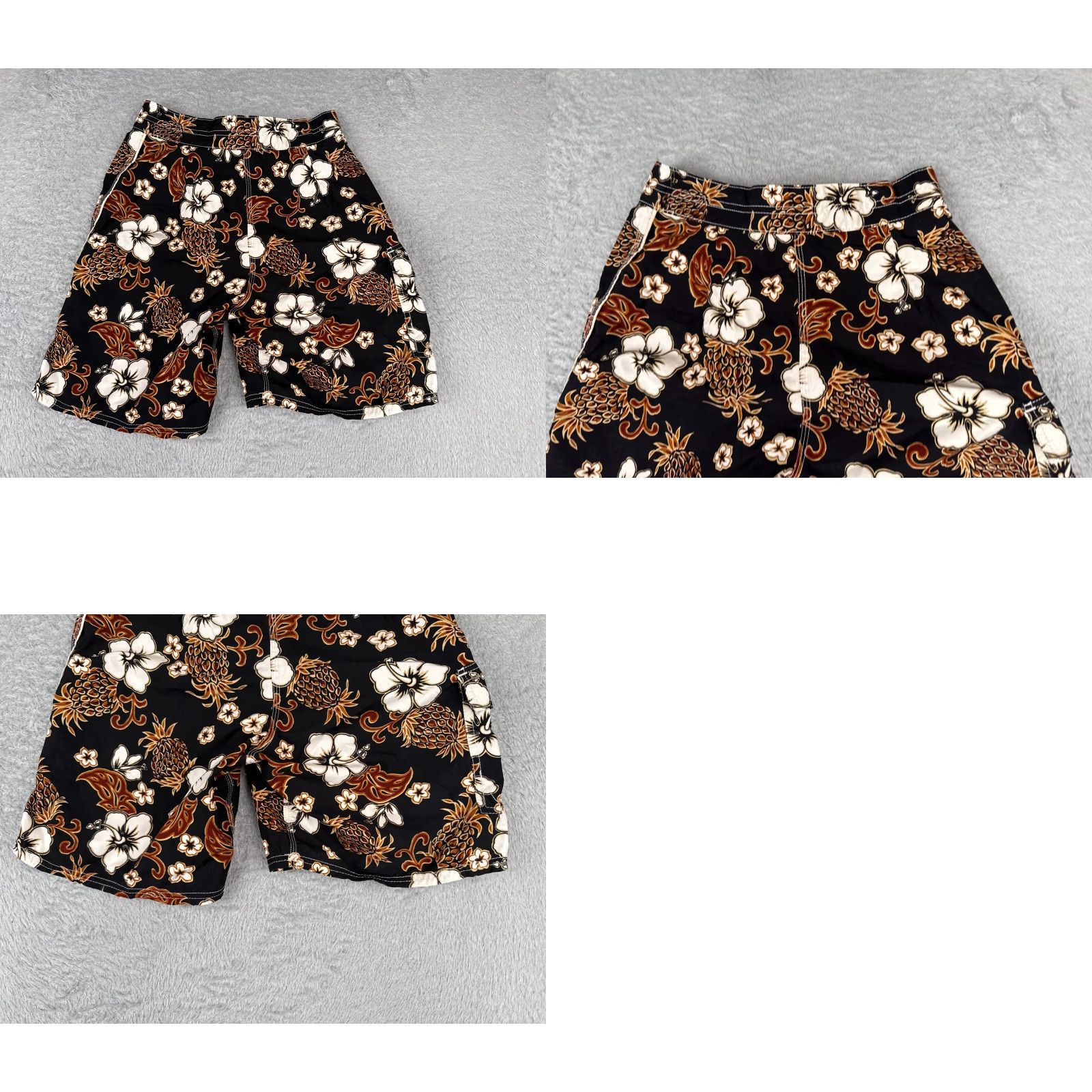 Swims VINTAGE Unbranded Board Shorts Mens 28 Black Beige Floral Hawaiian US Made Polyester Swim Surf Beach Drawstring Men Size US 28 / EU 44 - 9 Thumbnail