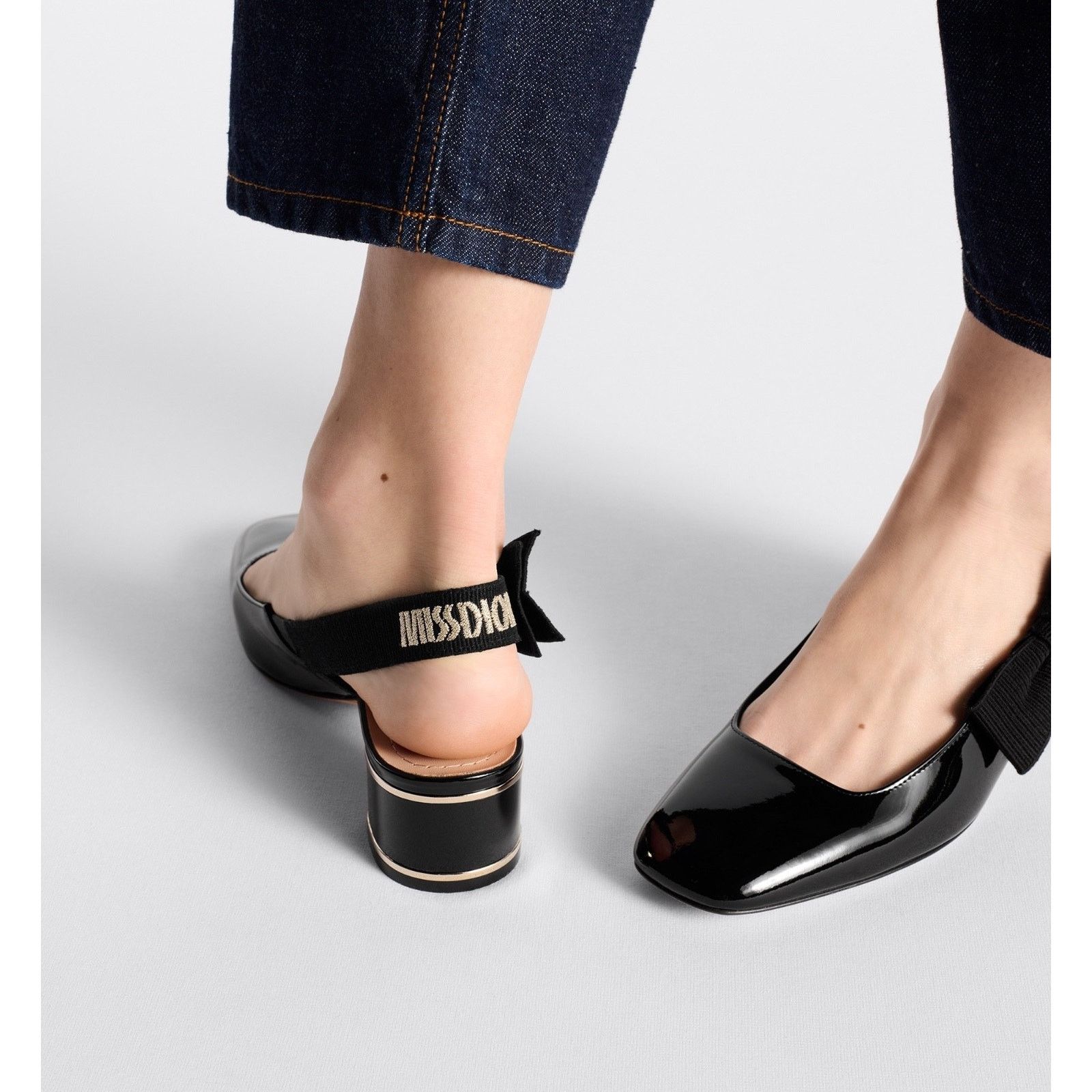 Dior Dior Miss Dior Paris Black Patent Bow Slingback Strap Size US 8.5 / IT 38.5 - 7 Thumbnail