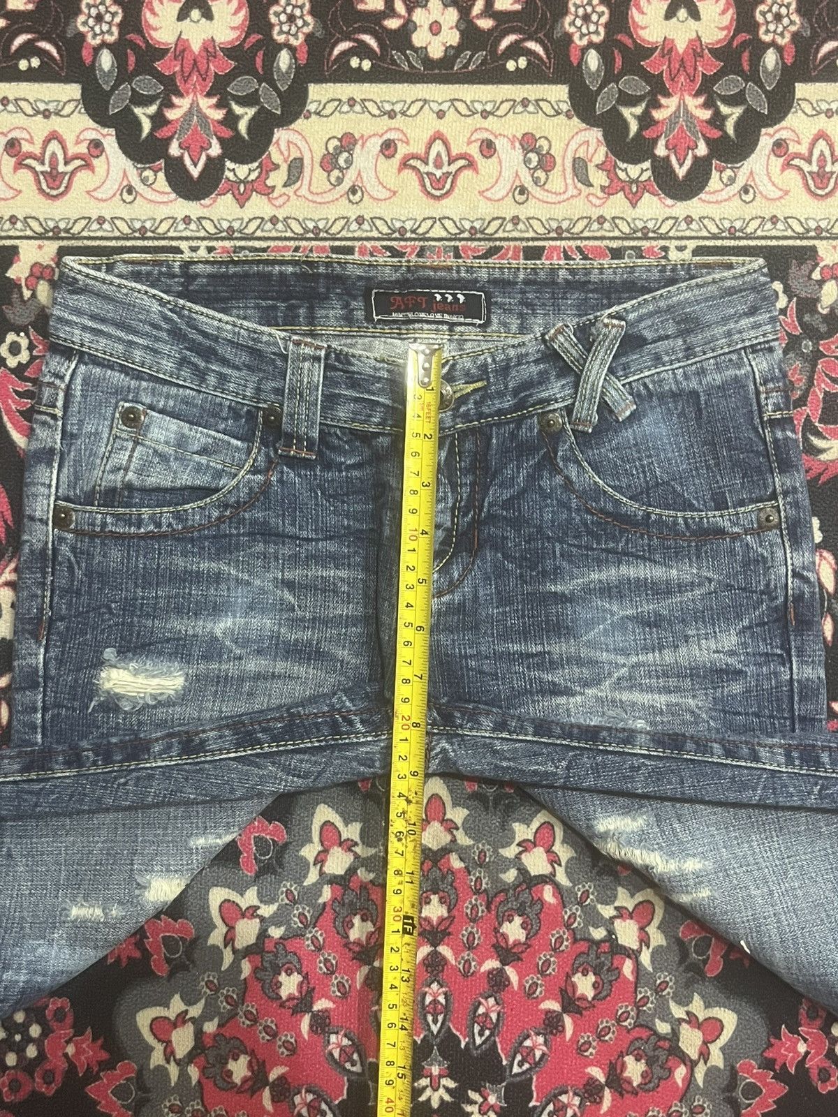 Le Grande Bleu (L.G.B.) Vintage African Taro Blue Thunder Washed Ripped Flare Jeans Size US 30 / EU 46 - 13 Thumbnail