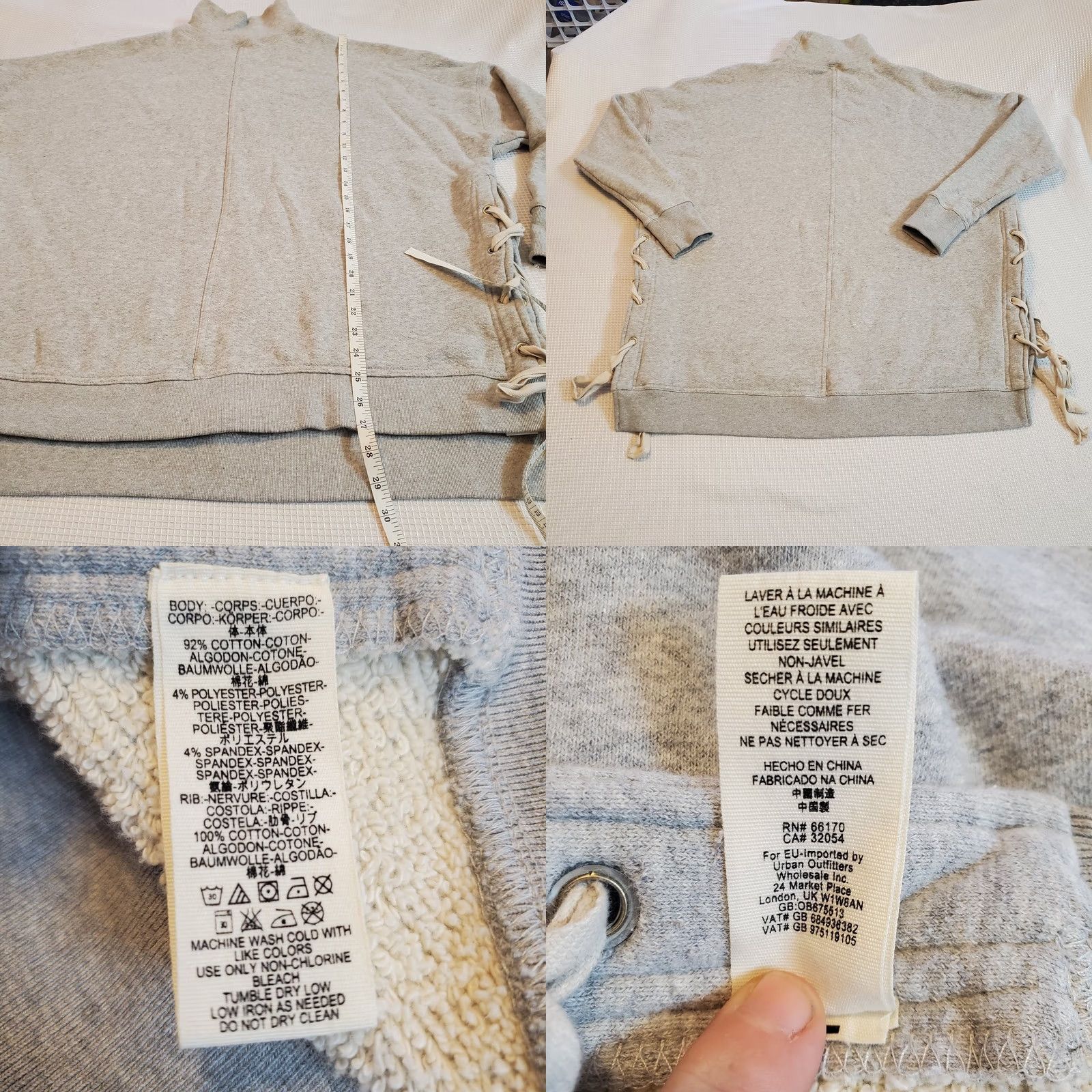 Free People Free People Long Oversized Pullover Sweatshirt Women Small Light Gray Laced Up Size S / US 4 / IT 40 - 8 Thumbnail