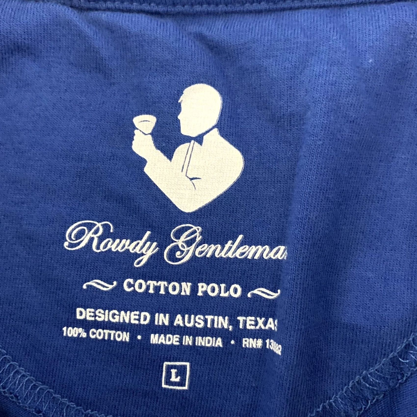 Vintage Polo Shirt Mens L Blue Rowdy Gentleman Men Short Sleeve Cotton Pocket Size Size US L / EU 52-54 / 3 - 3 Thumbnail
