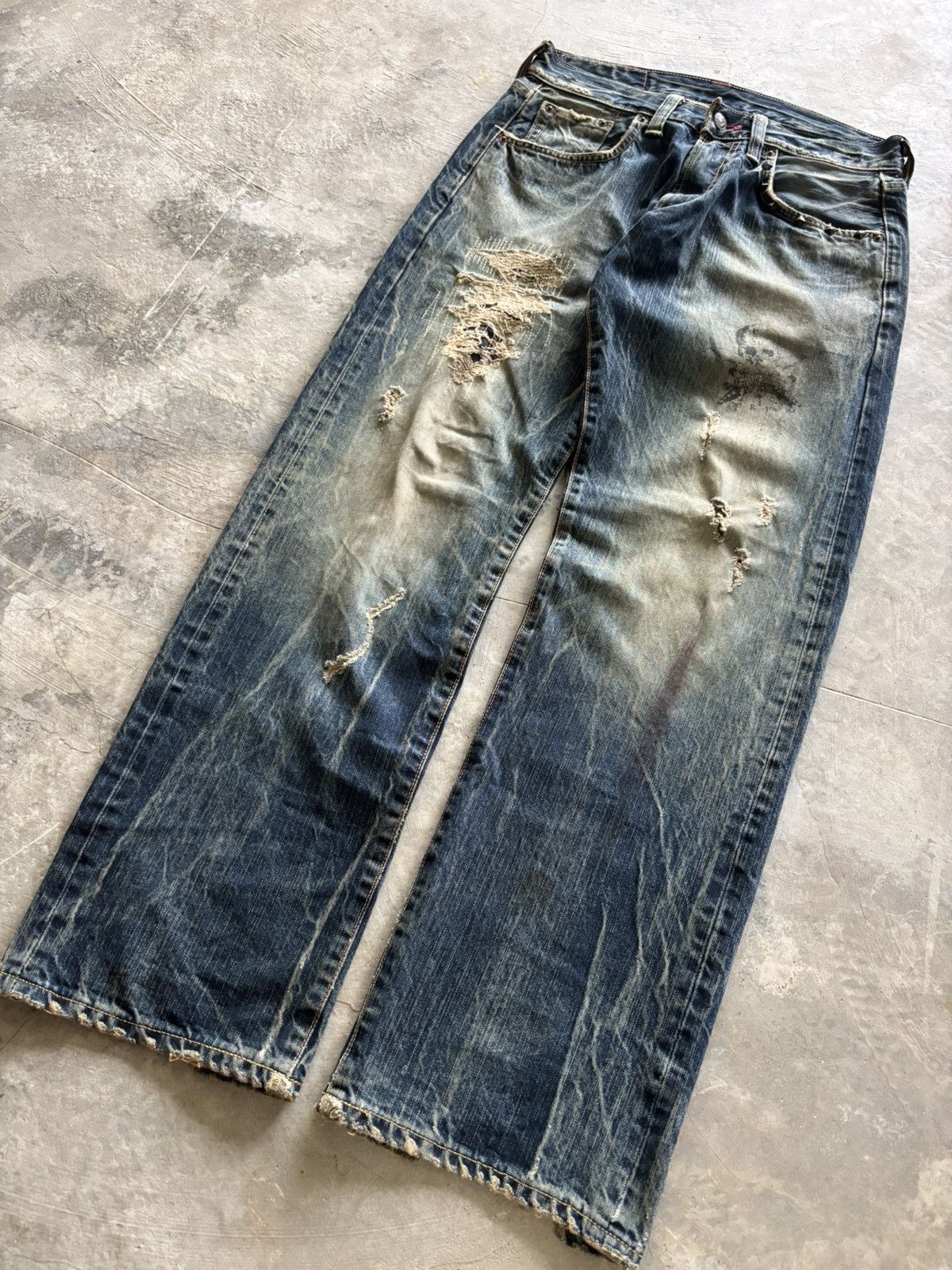 Edwin edwin distressed japanese denim studded skull punk sashiko Size US 28 / EU 44 - 14 Thumbnail