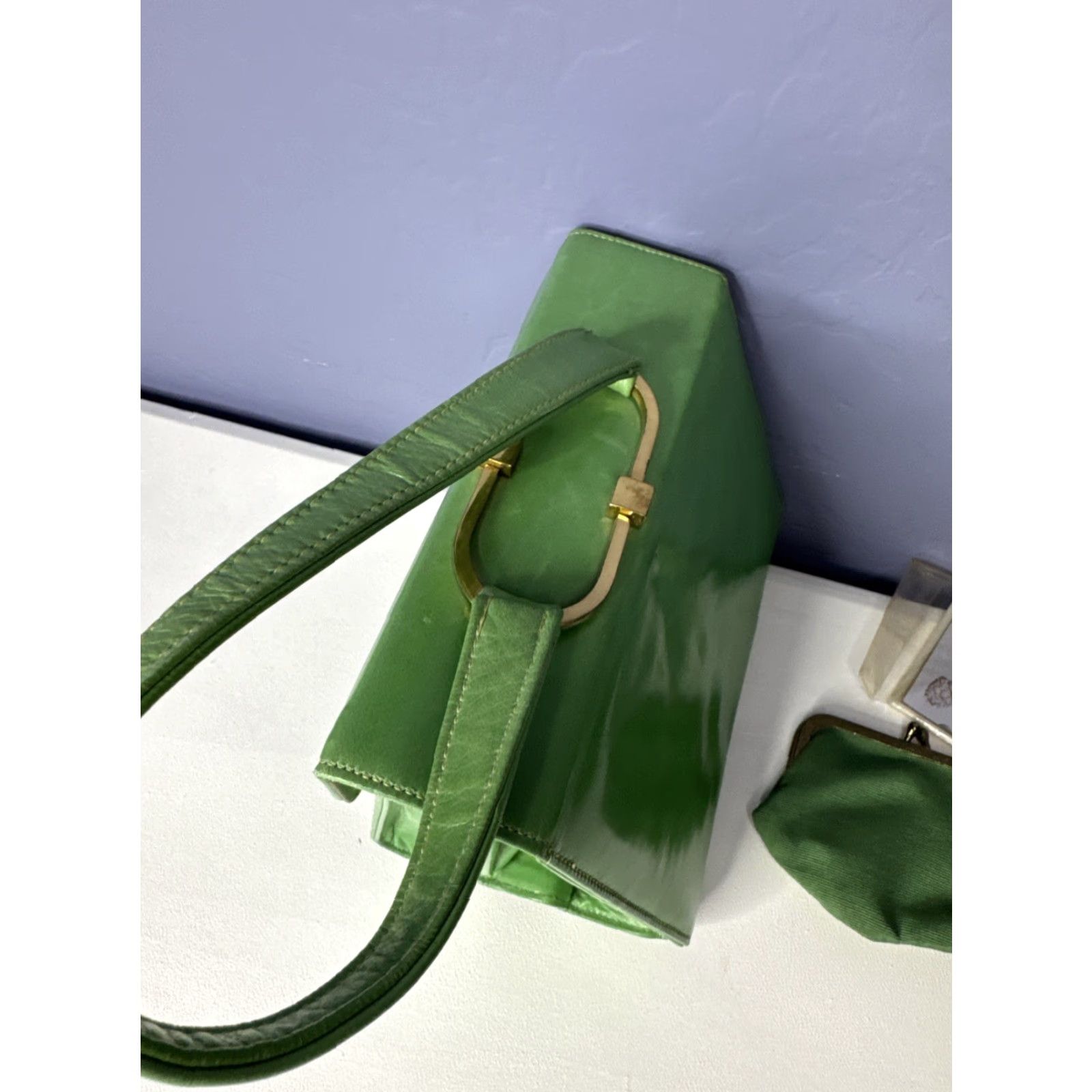 CO VINTAGE May Shoe Co Company Charleston WV Purse Green Hand Bag W Coin Bag Size ONE SIZE - 6 Thumbnail