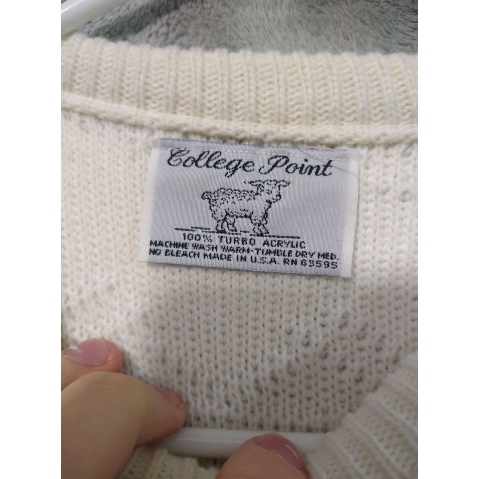 Vintage VINTAGE College Point Sweater Womens Large Cream Floral Rose Coquette Grandma 80s Pullover Crew Neck Long Sleeve Knit Top Beige -я Size L / US 10 / IT 46 - 5 Thumbnail