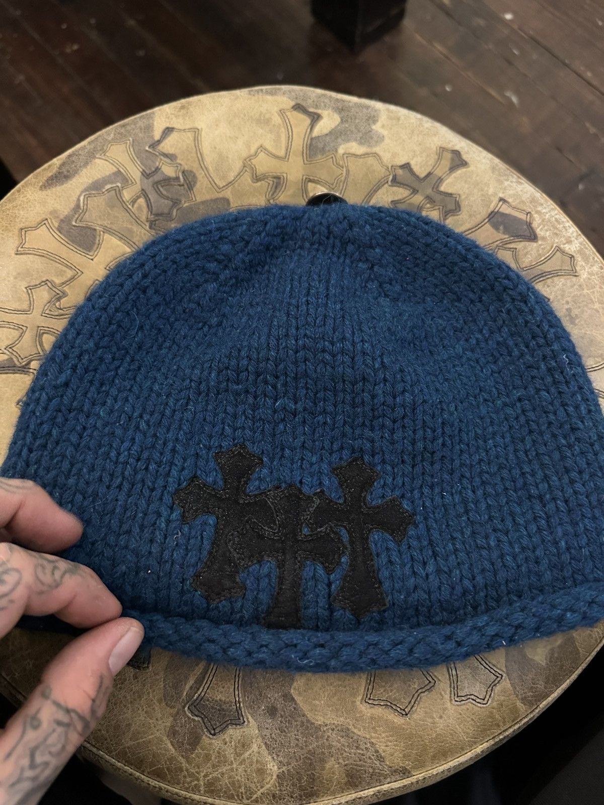 Chrome Hearts Chrome hearts vintage cashmere cross patch beanie hat Size ONE SIZE - 6 Thumbnail