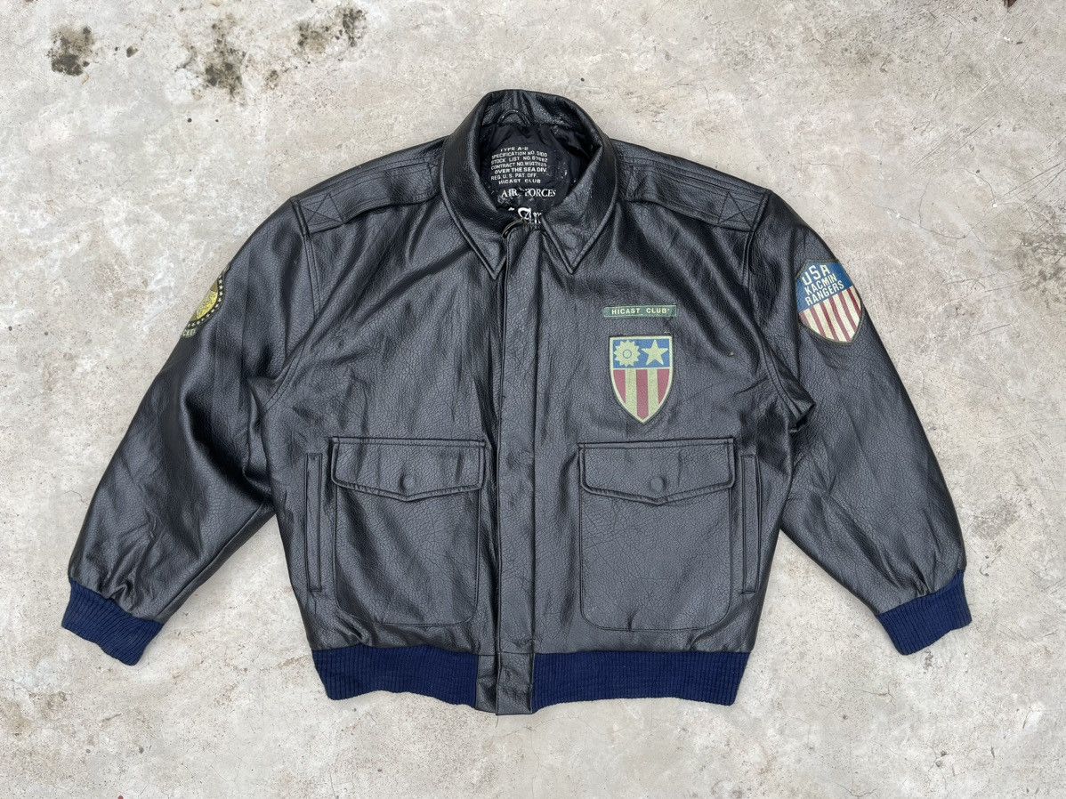 Vintage VINTAGE 1987 ARMY AIR FORCE BOMBER LEATHER JACKET Size US M / EU 48-50 / 2 - 2 Thumbnail