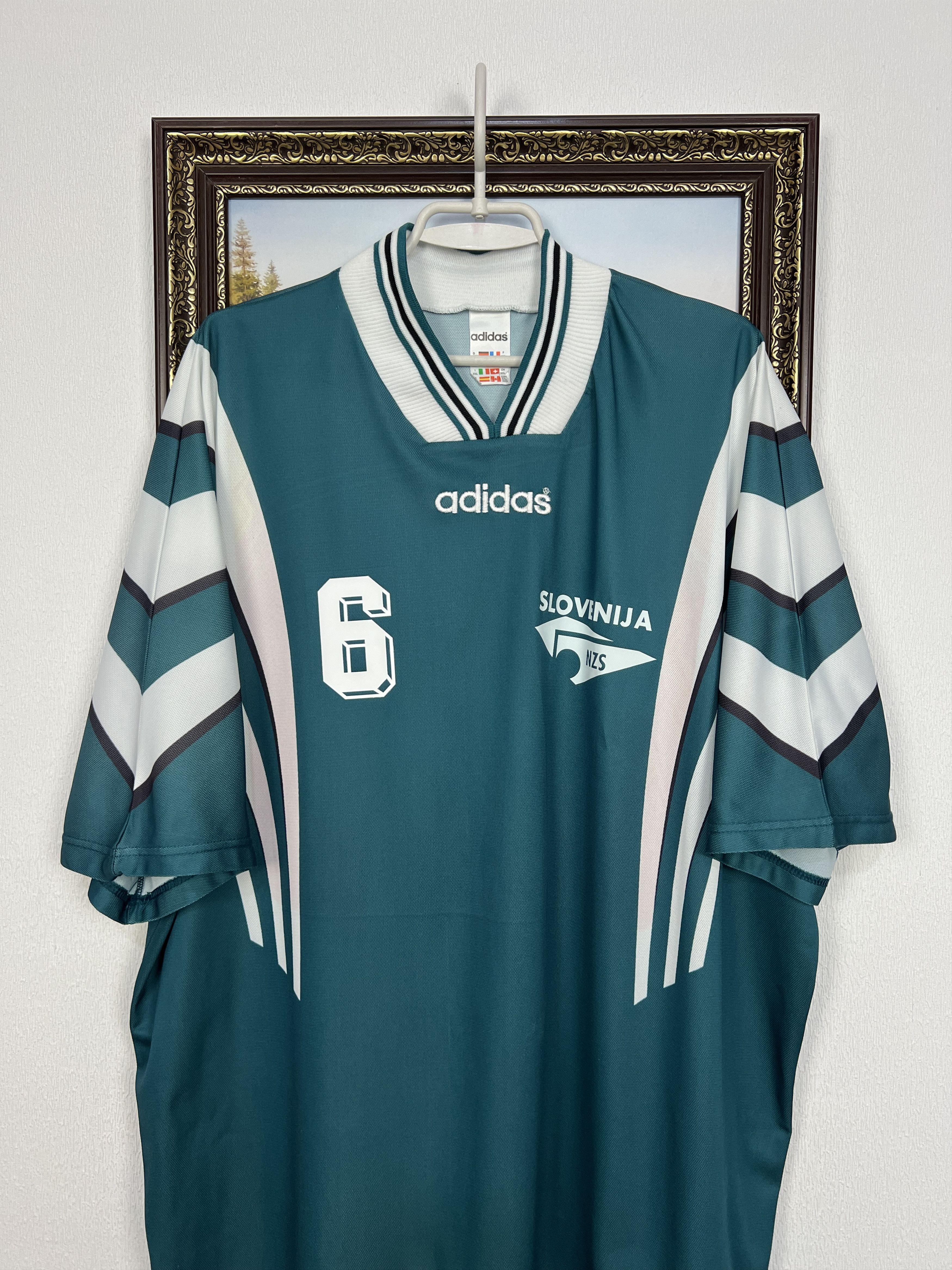 Adidas Slovenia football shirt 1996 Player Issue #6 Soccer Jersey Size US XXL / EU 58 / 5 - 2 Thumbnail