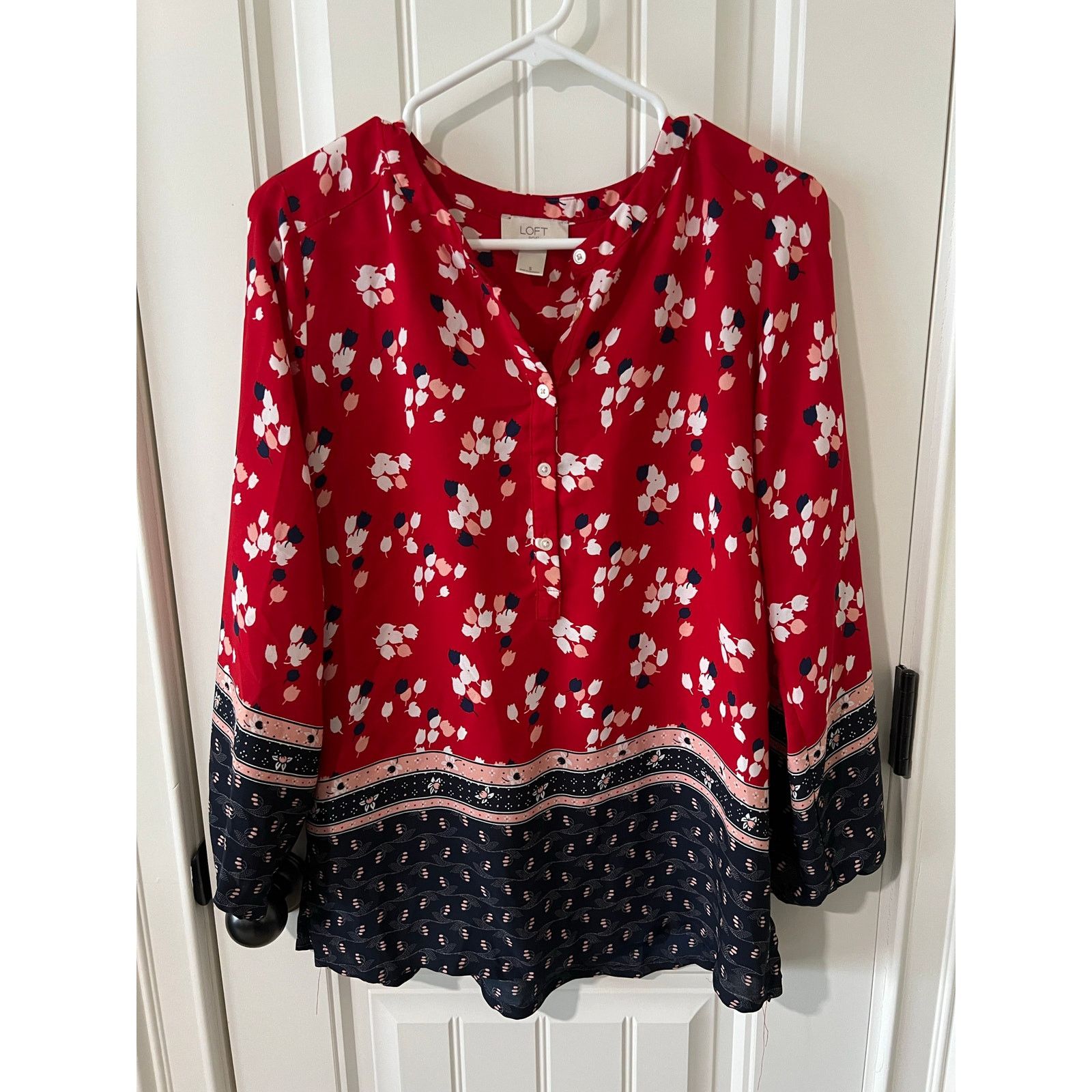 Loft blouse Long sleeves Floral Popover Top Blouse flowy Henley Size S / US 4 / IT 40 - 3 Thumbnail
