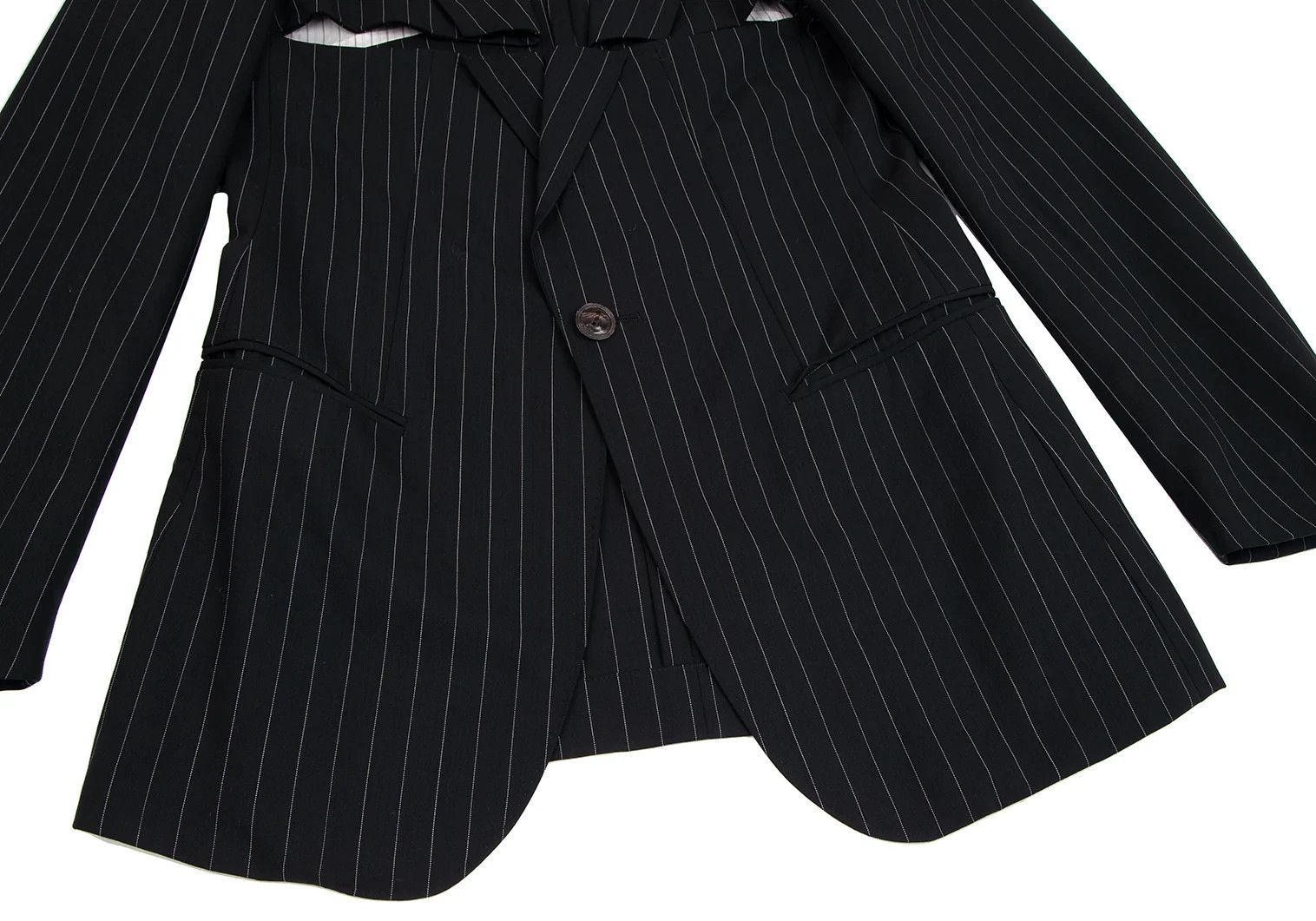 Jean Paul Gaultier Wool Stripe Jacket in Black, Size 48 Size US M / EU 48-50 / 2 - 8 Thumbnail