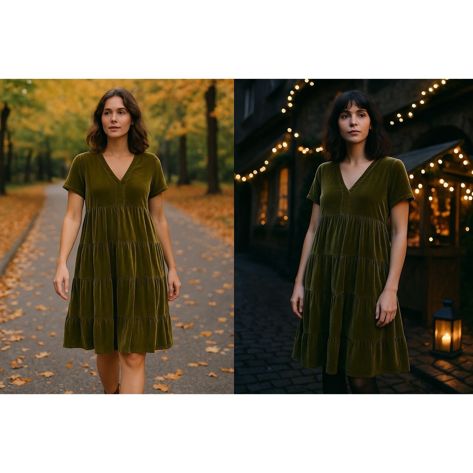 Anthropologie Maeve Women’s Olive Christmas Velvet Dress S Quiet Luxury Size S / US 4 / IT 40 - 1 Thumbnail