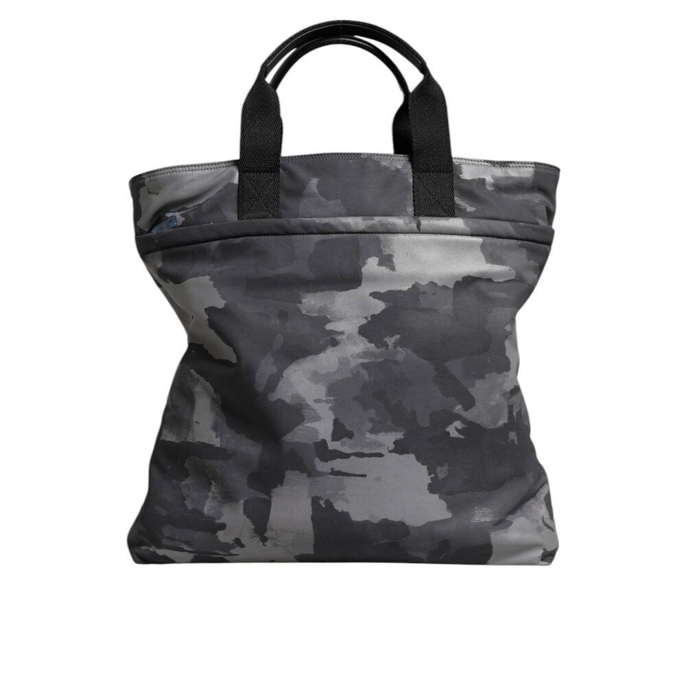 Dolce & Gabbana Dolce & Gabbana Gray Camo Cotton Multiple Compartments Tote Size ONE SIZE - 5 Thumbnail