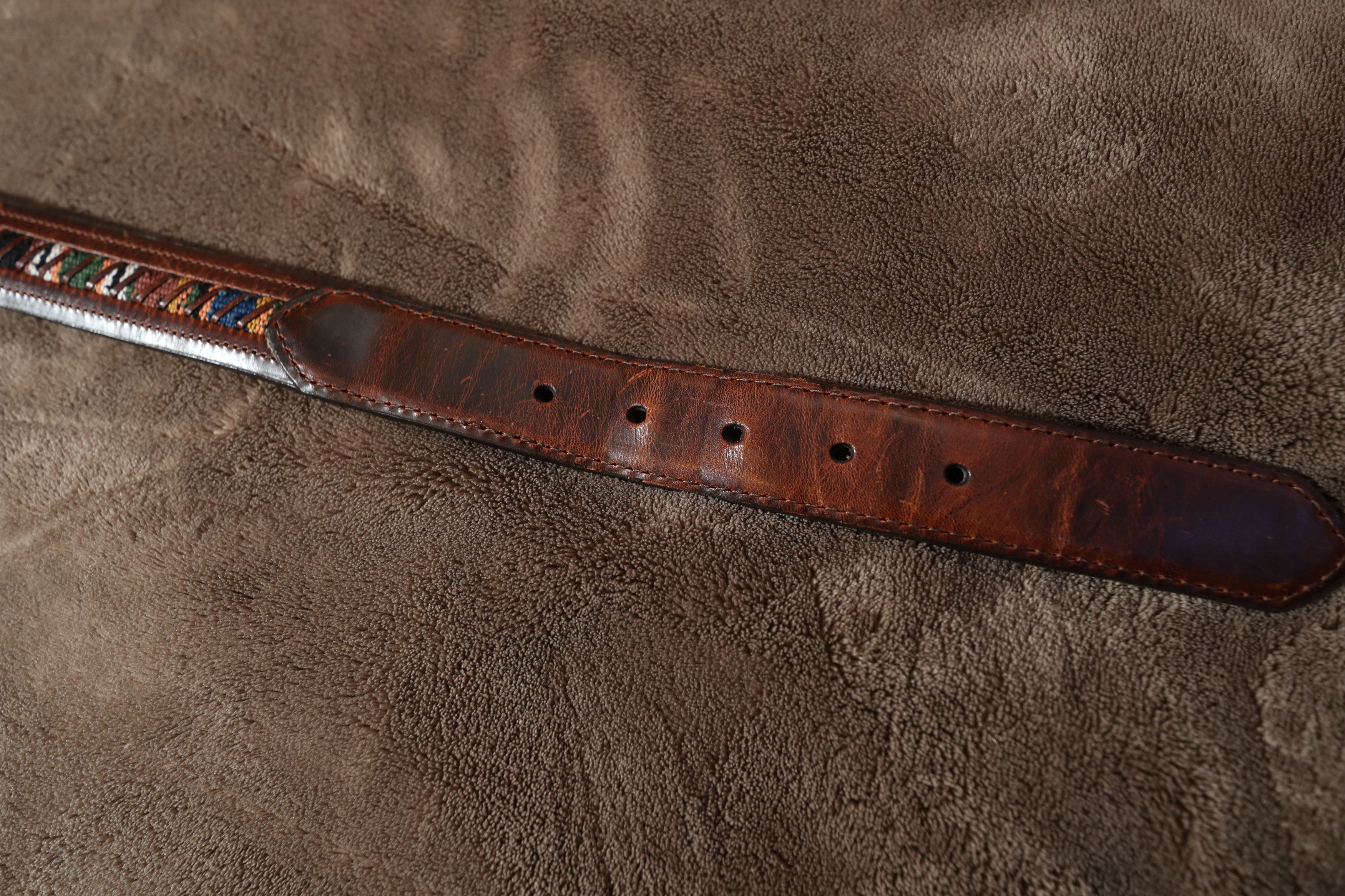 Columbia Columbia Vintage Leather Belt w/ Guatemalan Fabric (36/90) Size 36 - 3 Thumbnail