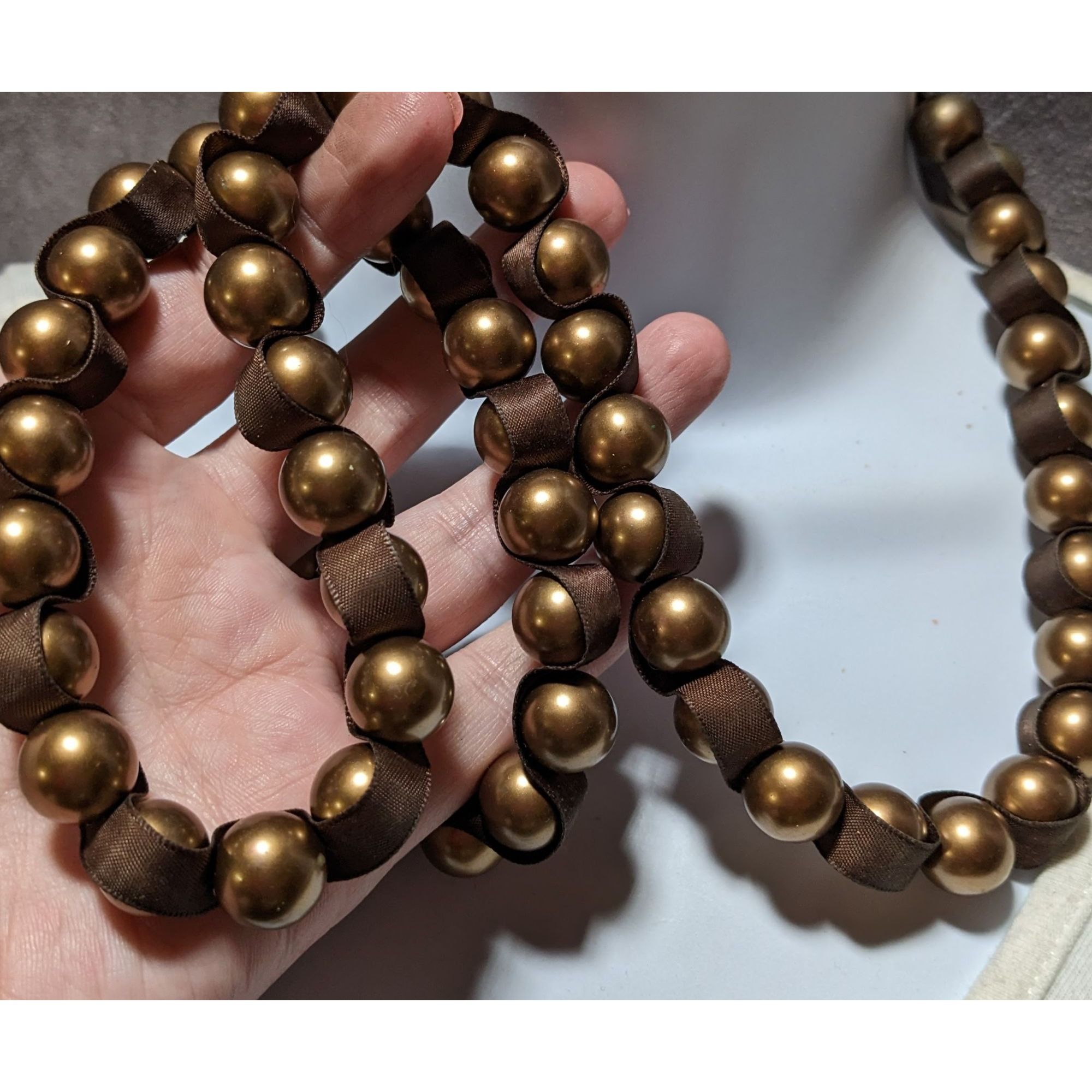 Other Brown Pearl Ribbon Necklace Size ONE SIZE - 5 Thumbnail