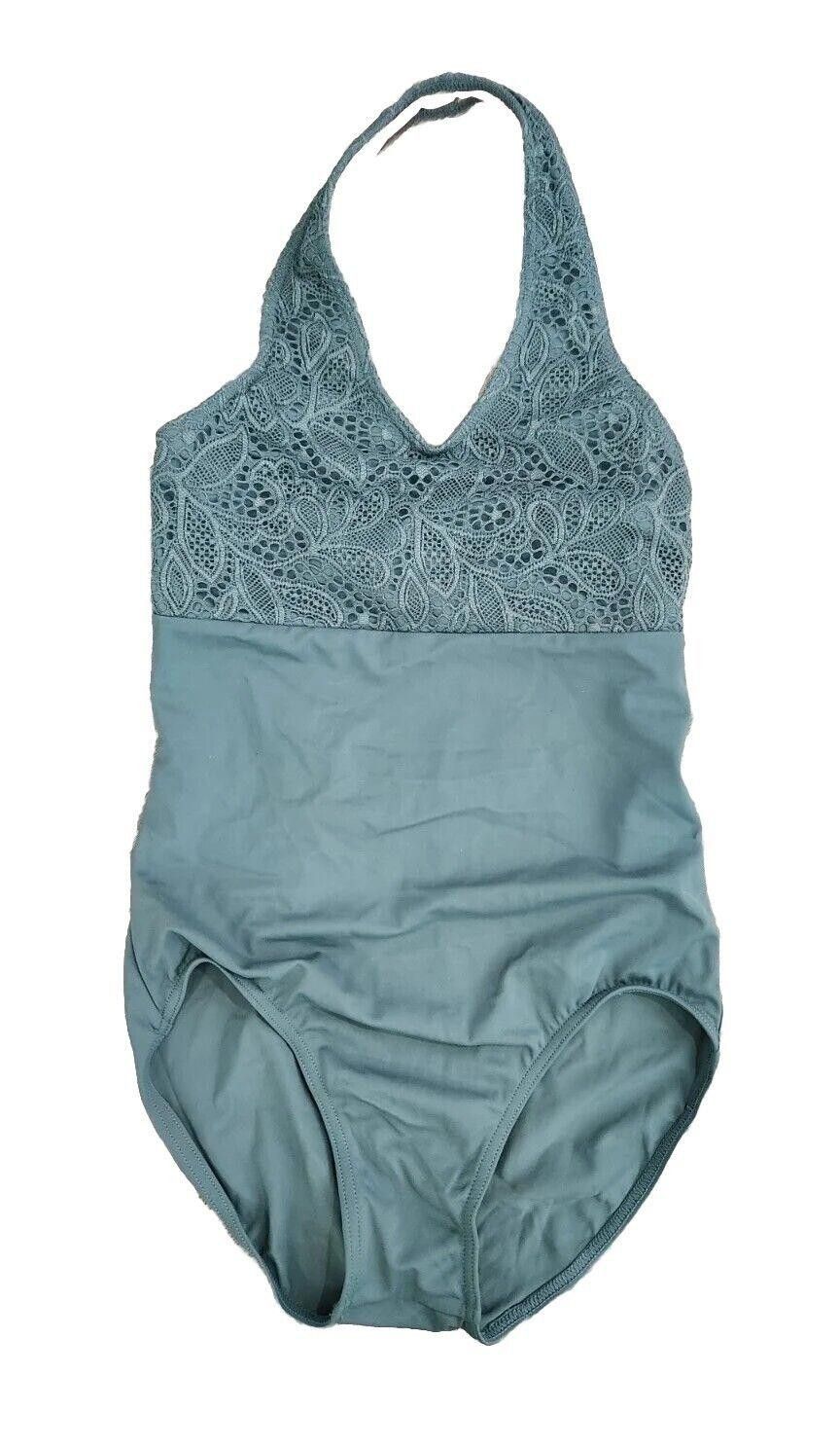 Designer Balera Leotard Girls Large 14 Sage Green Lace Open Back LC Size ONE SIZE - 1 Thumbnail