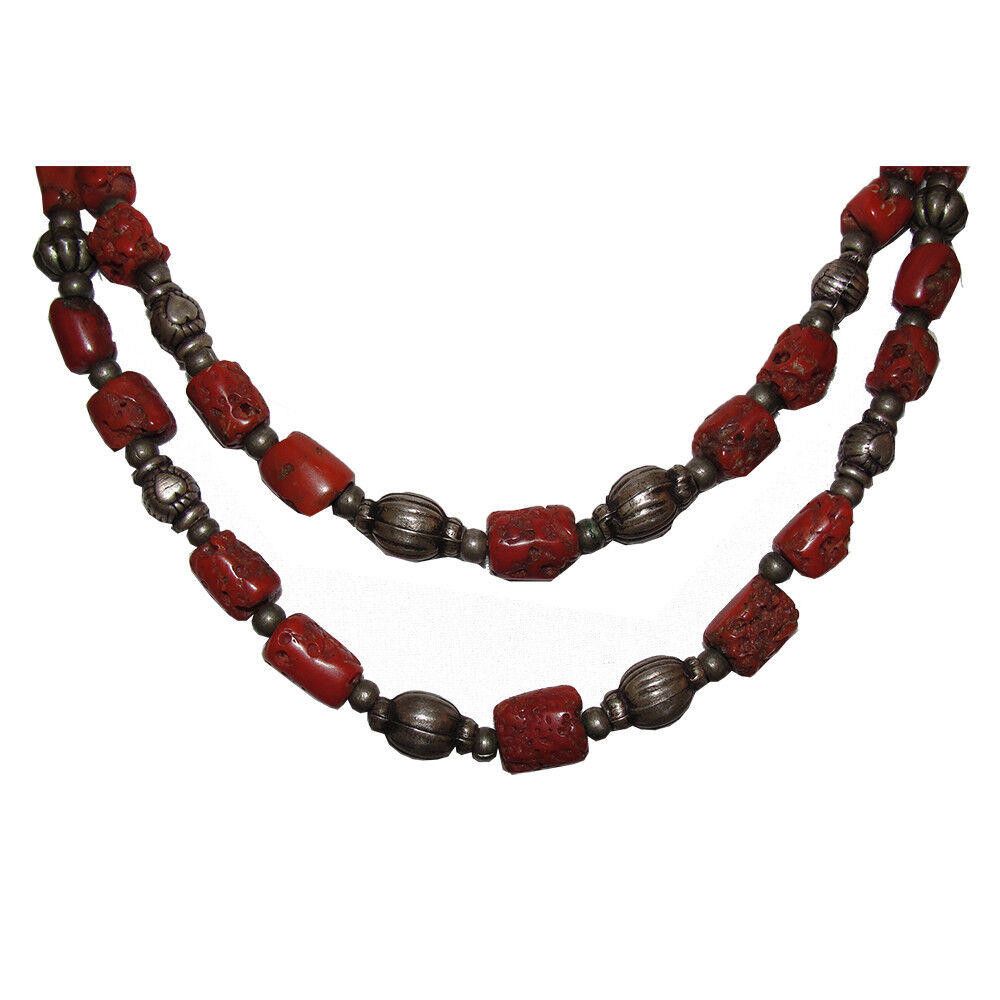 Designer Double Strand Sterling Mediterranean Red Coral Bead Necklace Size ONE SIZE - 3 Thumbnail