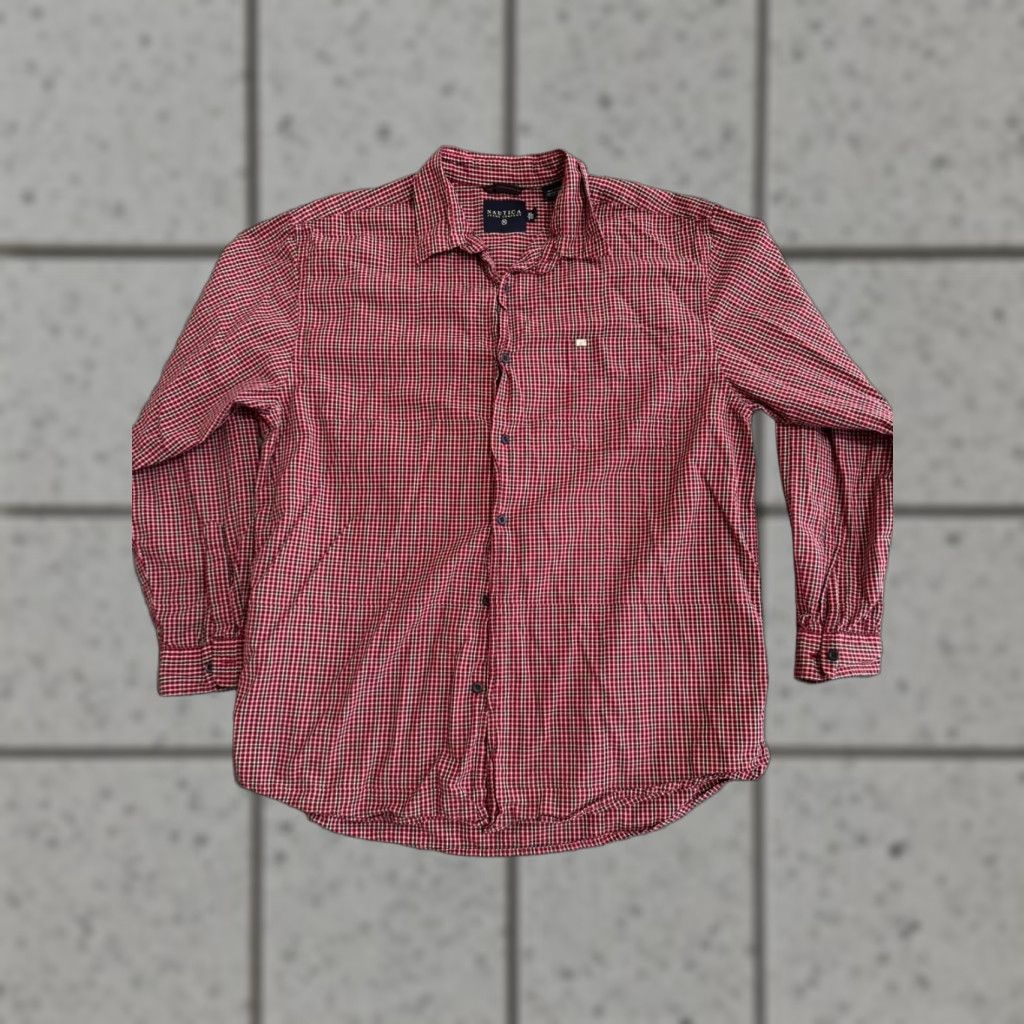 Nautica Nautica Button-Up Shirt Mens XL Red Check Long Sleeve Classic Fit Button-Down Collar Casual Fashion Size US XL / EU 56 / 4 - 1 Thumbnail