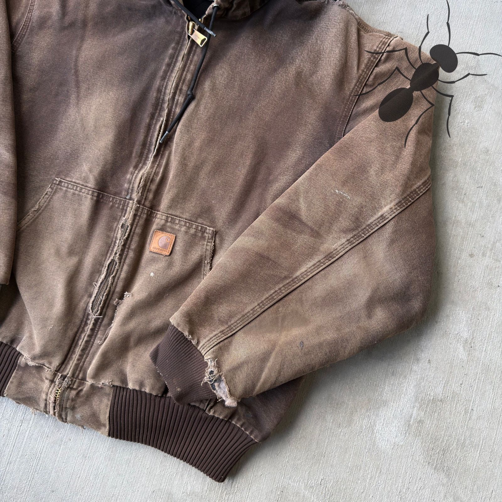 Carhartt × Vintage Carhartt J130 DKB brown hooded work wear jacket Size US XL / EU 56 / 4 - 4 Thumbnail