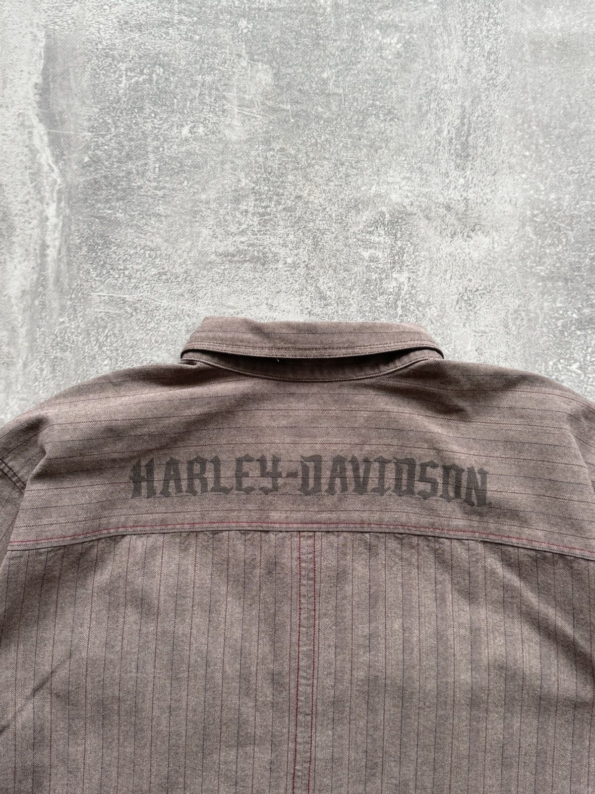 Harley Davidson HARLEY DAVIDSON EMBROIDERED STRIPED BUTTON LONG SLEEVE SHIRT Size US XXL / EU 58 / 5 - 7 Thumbnail