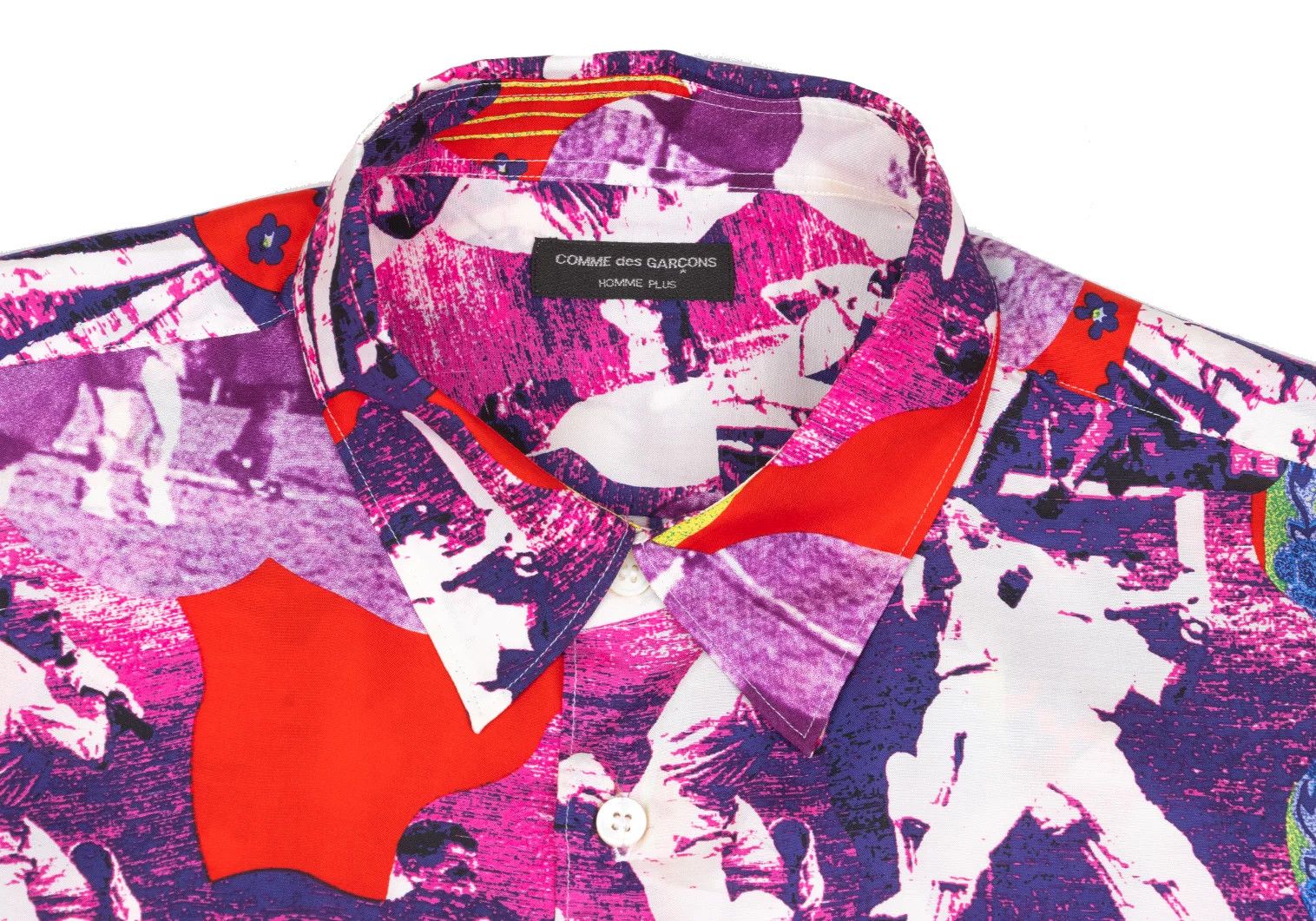 Comme des Garcons Homme Plus Silk Graphic Print Short Sleeve Shirt Multi Color M Size US M / EU 48-50 / 2 - 3 Thumbnail