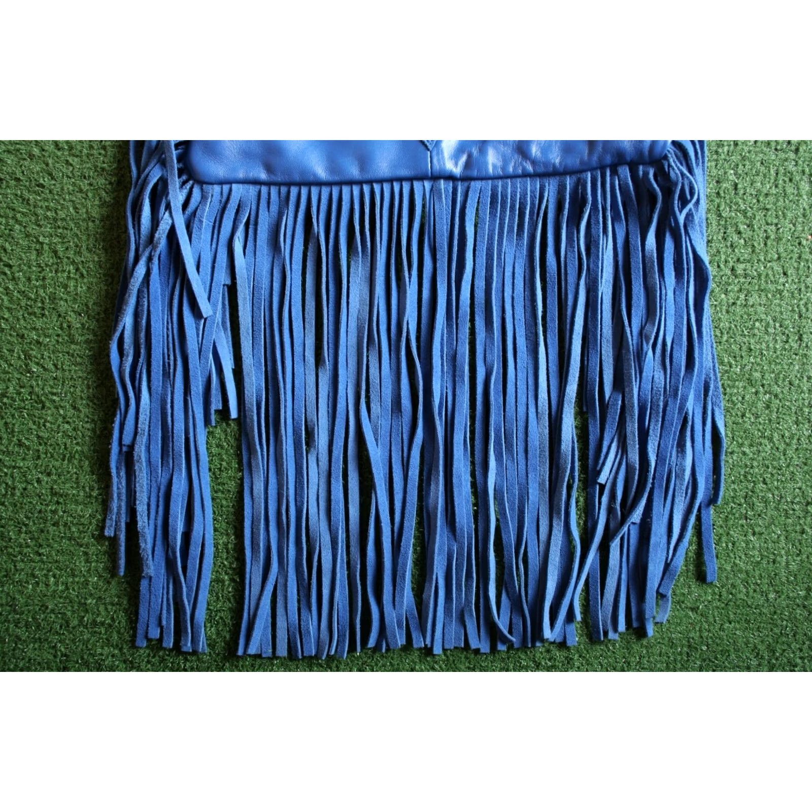 Vintage EMBER SKYE Leather & Suede Fringe Crossbody Bag - Cobalt Blue, Medium, Women's Shoulder/Shoulder Bag Size ONE SIZE - 3 Thumbnail