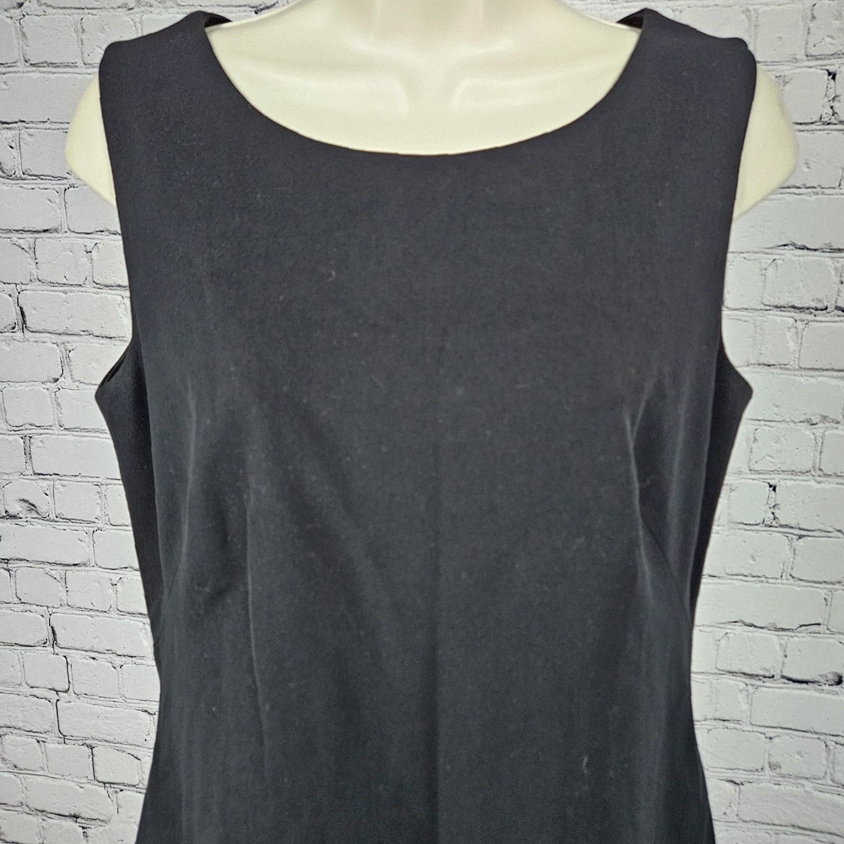 Vintage Caslon Black Dress Sleeveless Midi Sheath Lined Back Zip Side Slits Stretch 8 Size M / US 6-8 / IT 42-44 - 5 Thumbnail