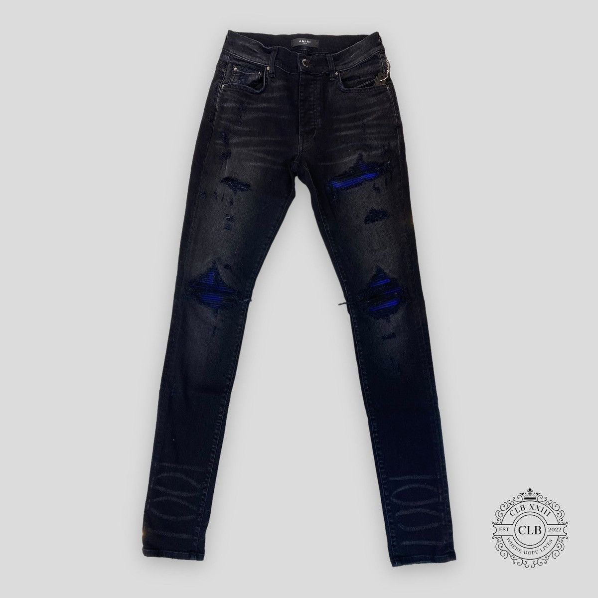 Amiri AMIRI MX1 CRACKED PAINT JEANS - AGED BLACK/PINK | Grailed
