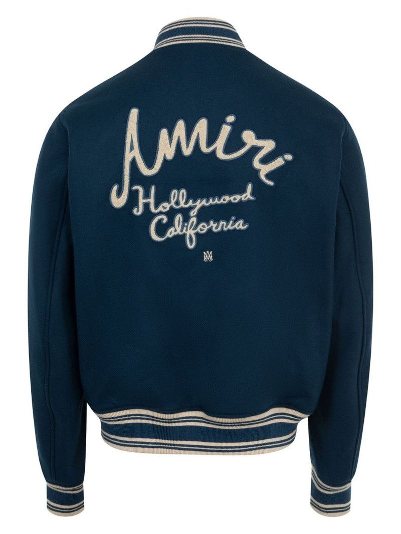 Amiri o1orln1125 Hollywood Bomber Jacket Blue/White Size US XL / EU 56 / 4 - 2 Thumbnail