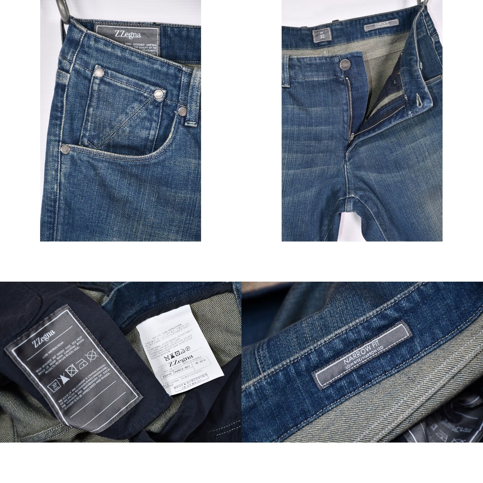 Z Zegna Z Zegna Jeans Narrow Fit Low Rise Men 32 Regular Blue Denim 98% Cotton 2% Elastane Plain Solid Vintage No 90s not applicable Size US 32 / EU 48 - 8 Thumbnail