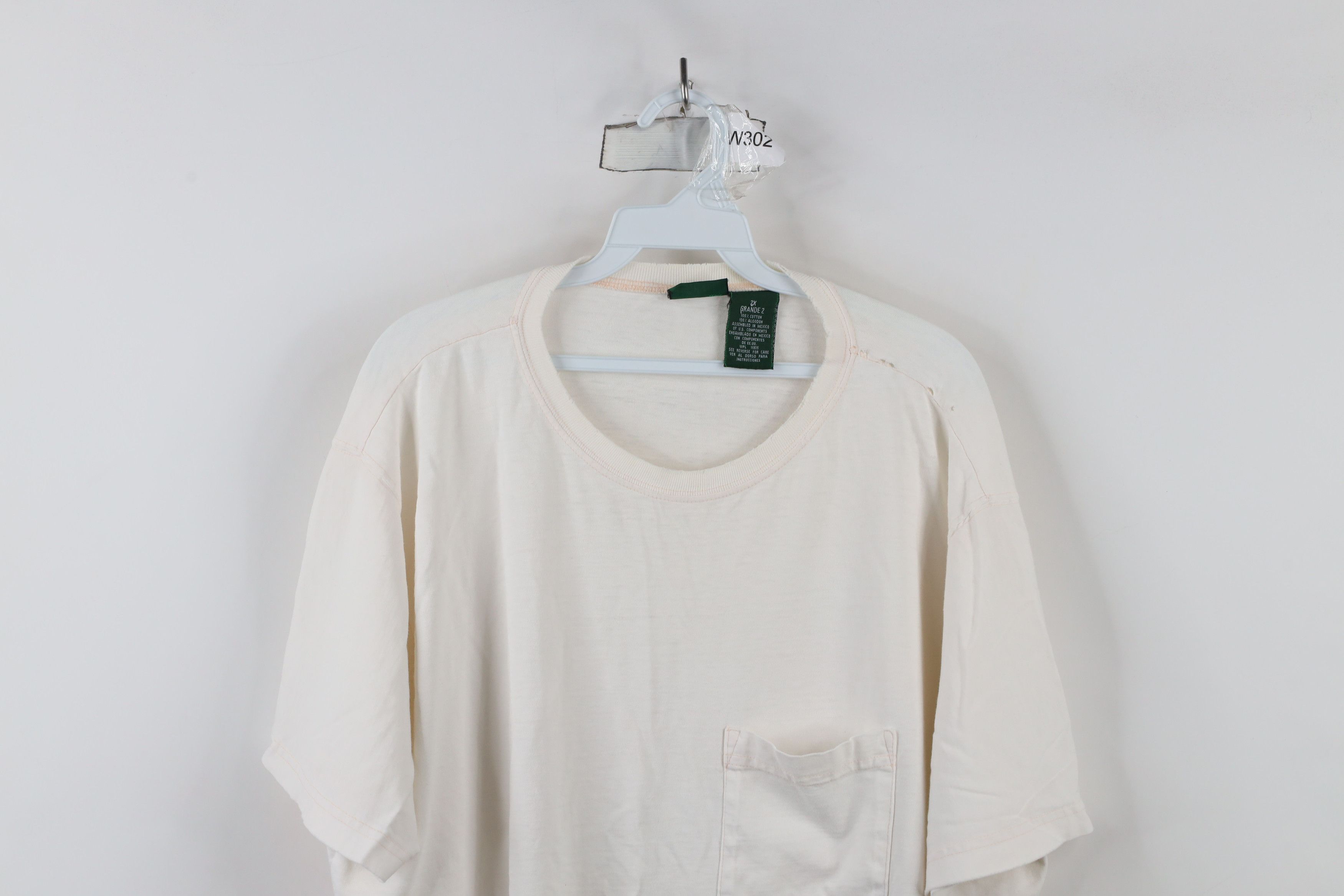 Vintage Vintage 90s Streetwear Blank Thin Soft Cotton T-Shirt Cream Size US XXL / EU 58 / 5 - 2 Thumbnail
